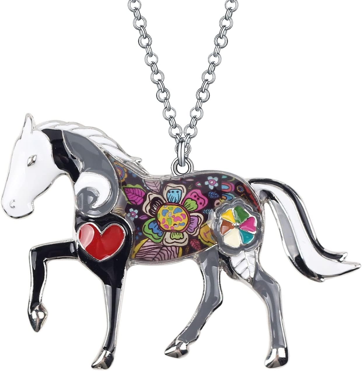 Thumbnail 6 de DUOWEI collier cheval émail motif floral