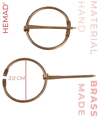 Detalle de HEMAD Ensemble d'enveloppe de veau médiéval avec fibule en laiton – Paire, coton rouge