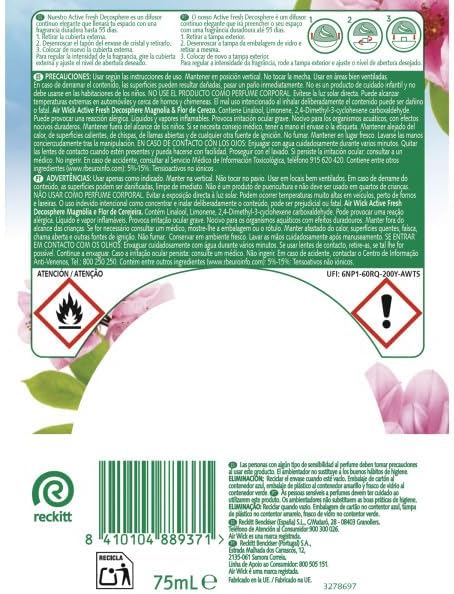 Detalle de Air Wick Decosphere - Ambientador Magnolia y Cerezo, Pack 6 🏡