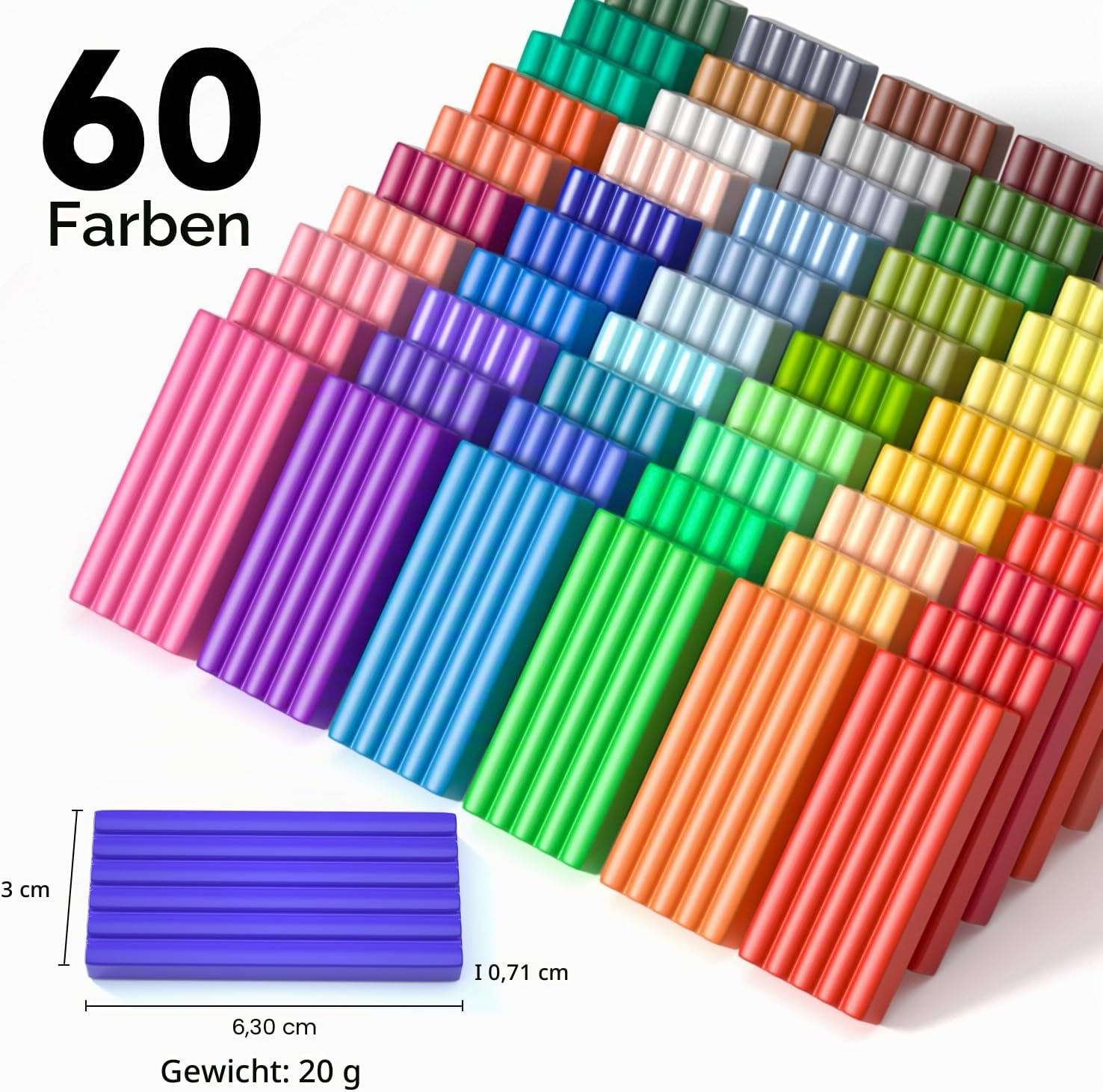 Detalle 2 de Shuttle Art Polymer Clay Set – 60 Farben, 140 Teile Zubehör, 19 Schnitzwerkzeuge