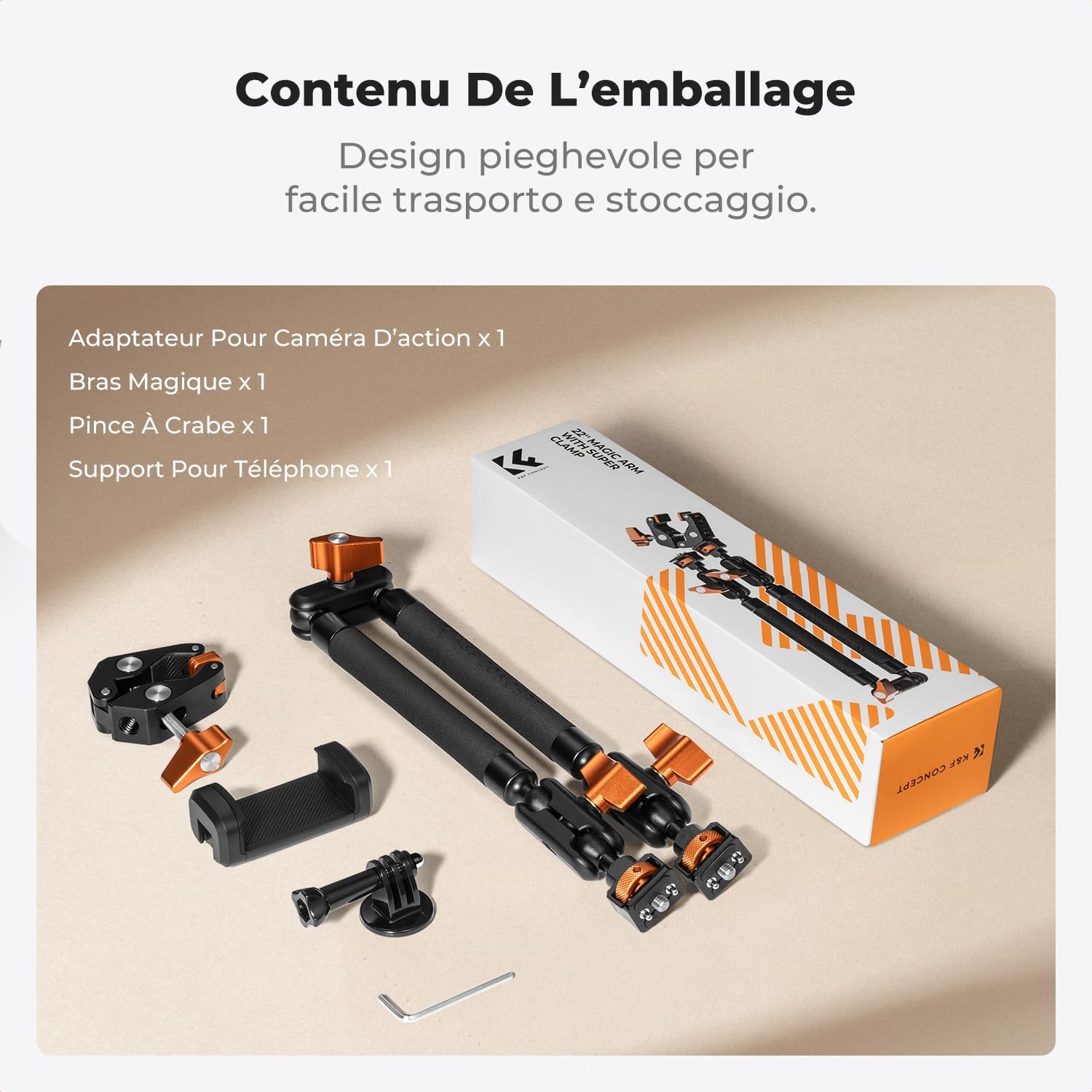 Thumbnail 6 de K&F CONCEPT Kit Bras Magique 22" avec Pince — bras articulé polyvalent pour téléphone, caméra d'action, LED et micro