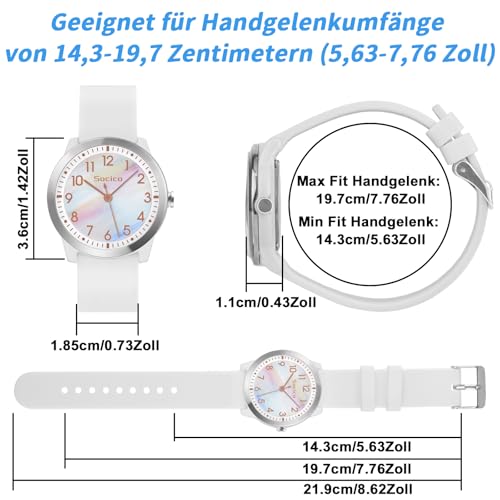 Thumbnail 5 de SOCICO Kinderuhr Analog Rainbow Weiß – Wasserdicht bis 50 m, Quarz, leicht ablesbar
