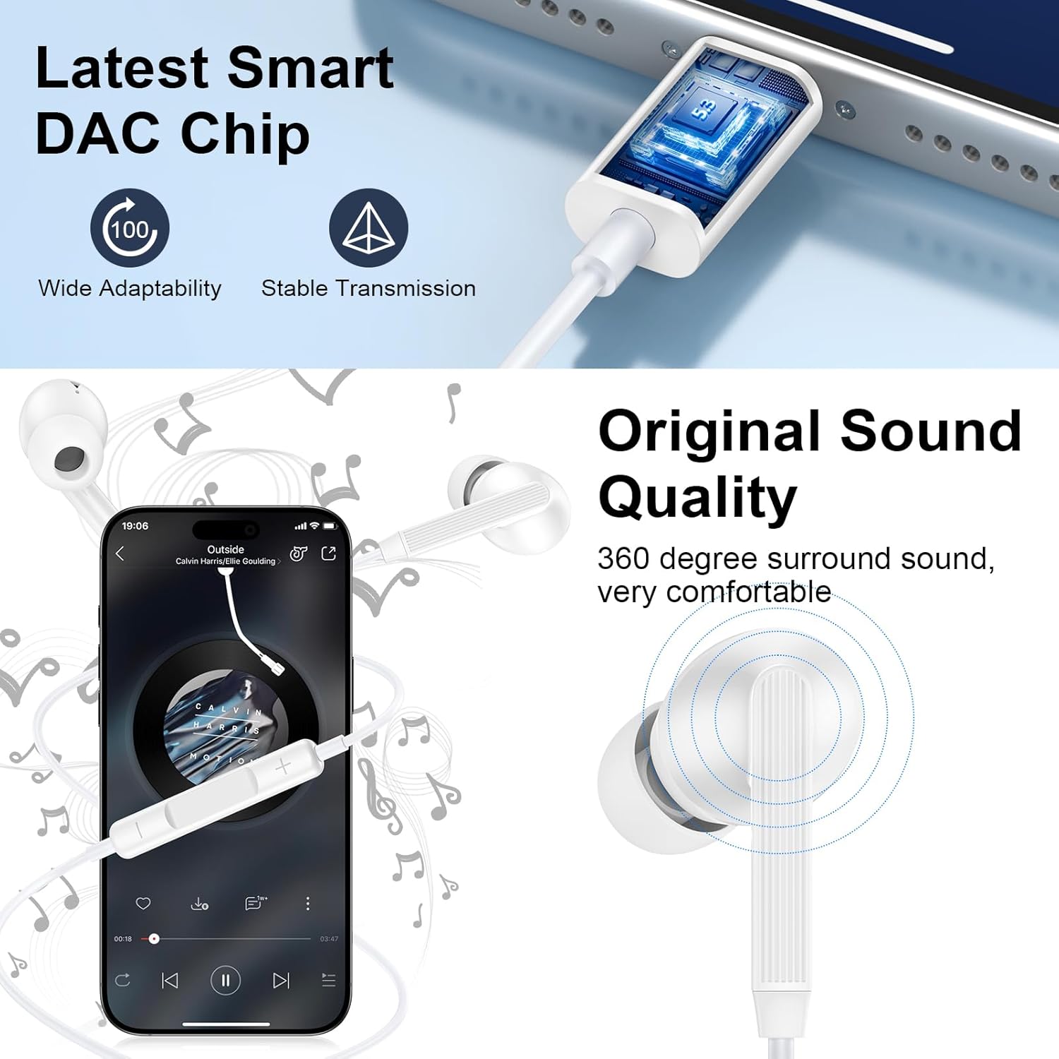 Thumbnail 6 de Kopfhörer mit USB-C Kabel für Samsung, iPhone, Google Pixel und mehr – In Ear, mit Mikrofon