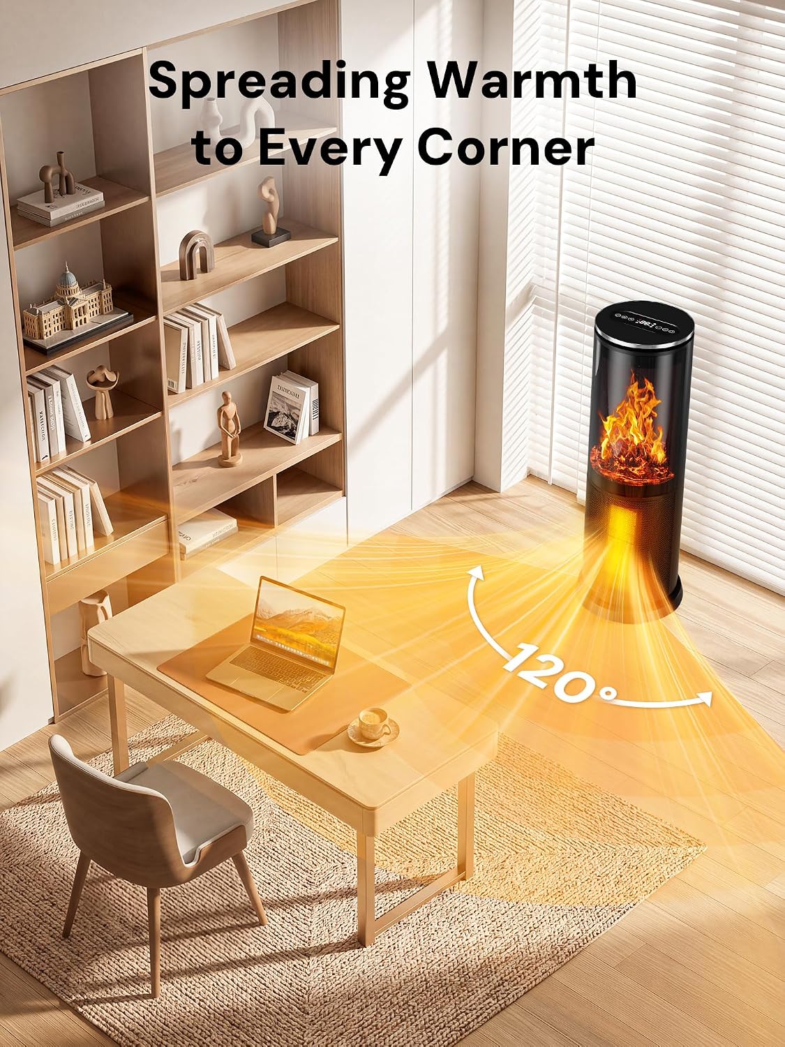 Detalle 1 de Mountman BL20-R17 Tower Space Heater, 1500W, 120° Oscillation