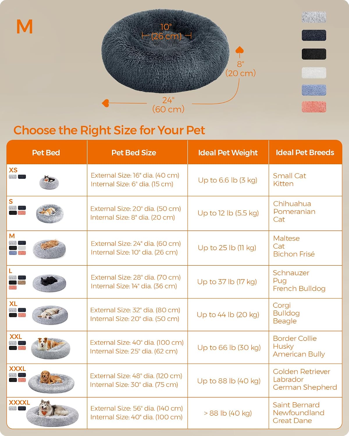 Thumbnail 5 de Feandrea PGW038G02 60 cm donut pet bed
