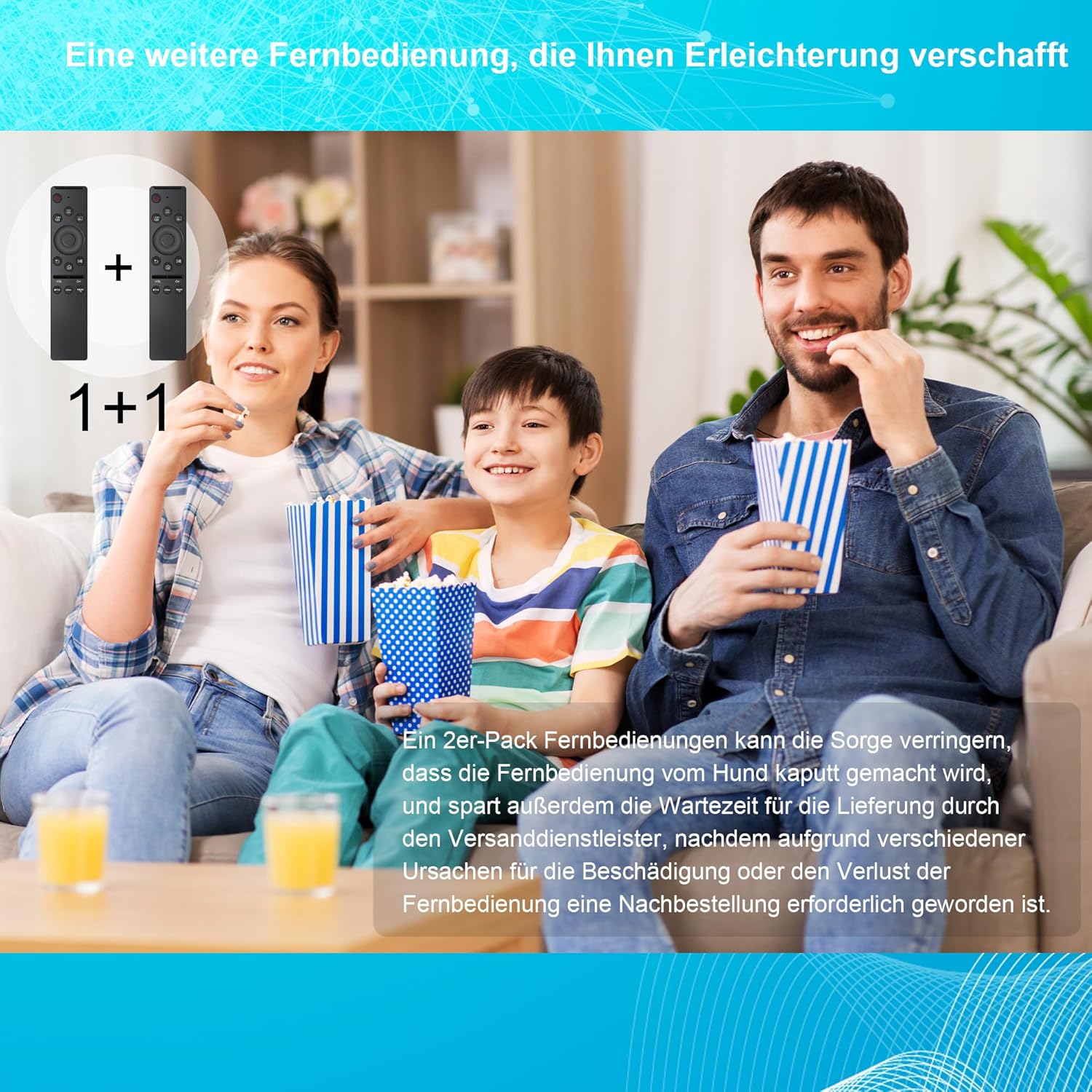 Detalle de 2er-Pack Universal-Infrarot-Fernbedienung für Samsung Smart TV – kein Einrichten nötig