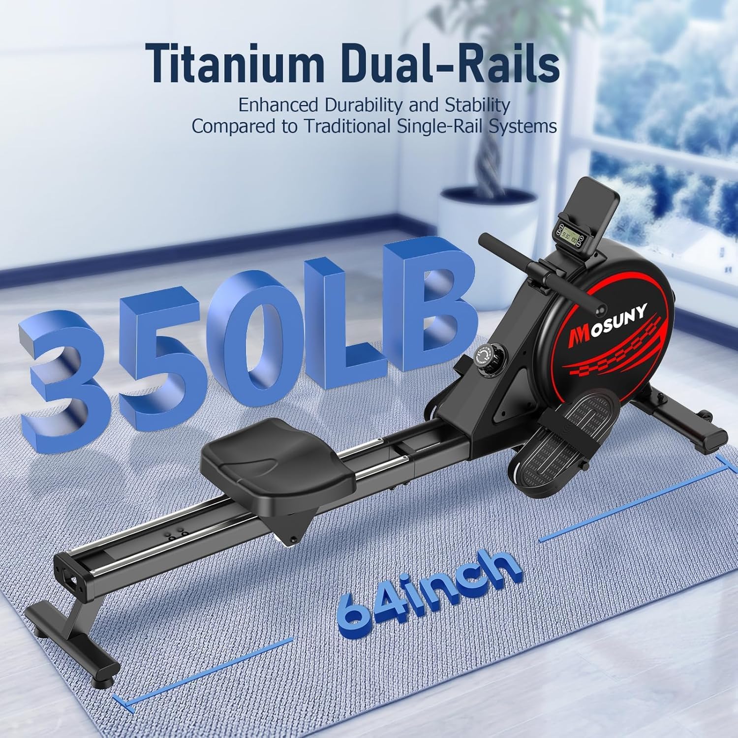 Thumbnail 4 de MOSUNY Ultra-Quiet Magnetic Rowing Machine 350LBS Foldable 🚣♀