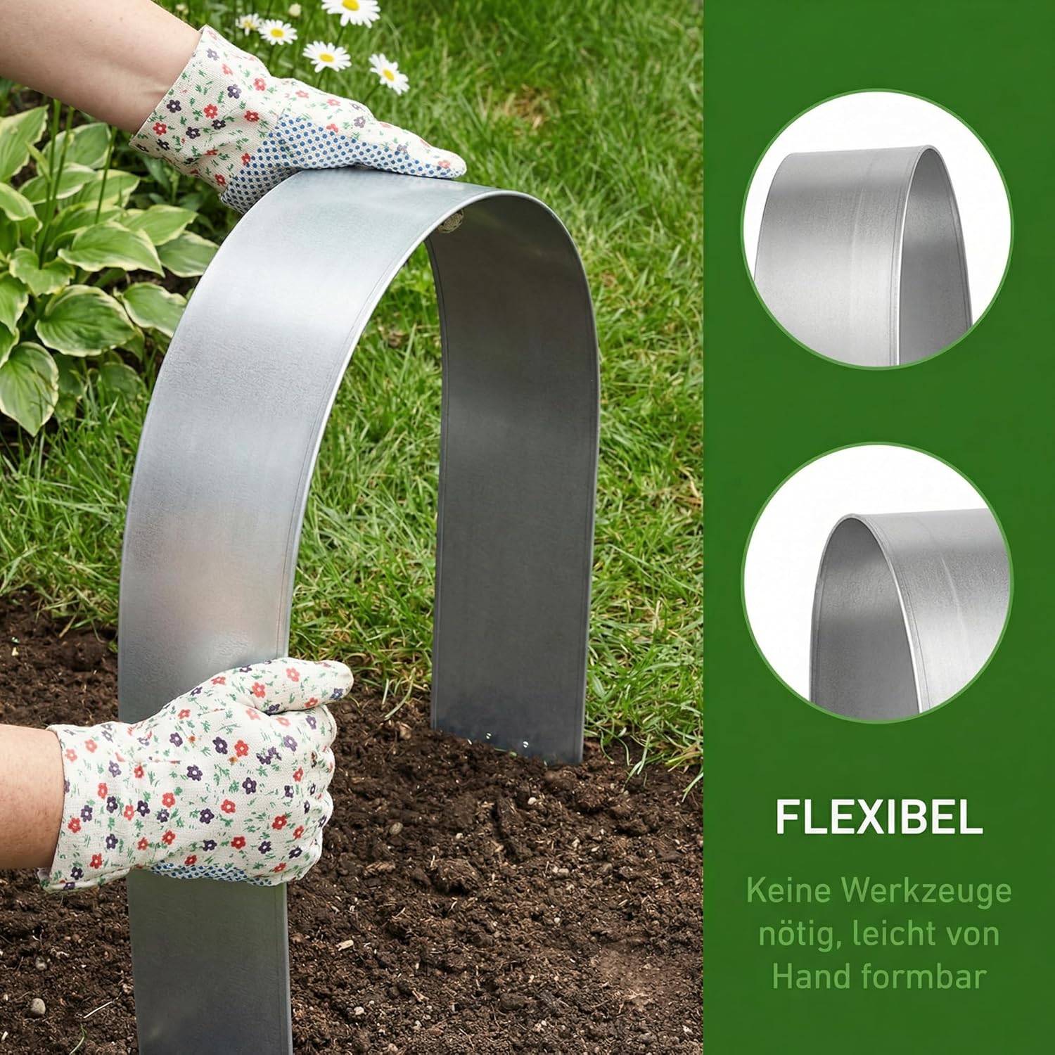 Thumbnail 2 de Aufun Rasenkante Metall 10 m x 15 cm verzinkt – robuste Beeteinfassung aus Stahl