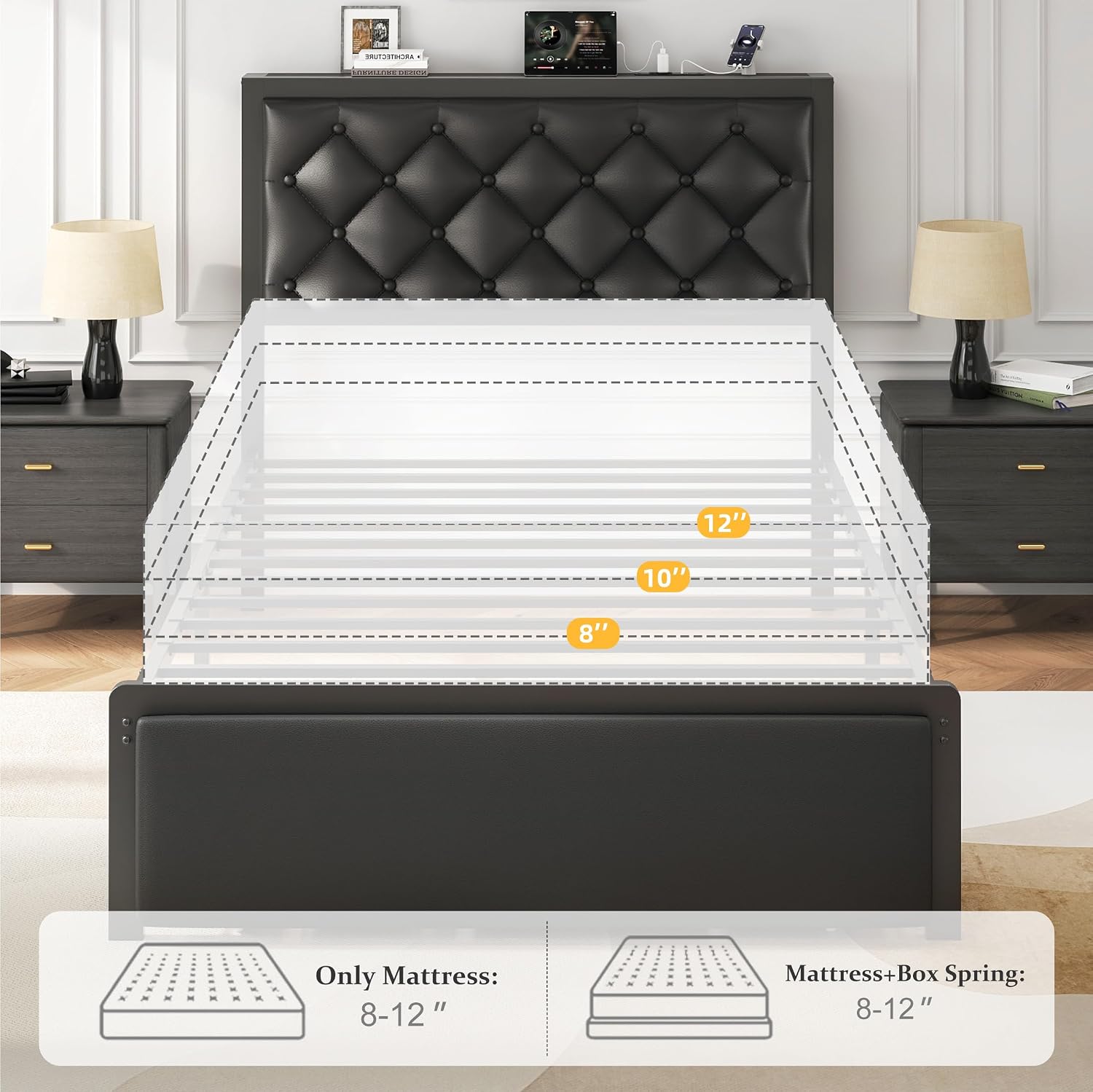 Detalle 2 de PHGLL Twin Bed Frame with Storage Drawer