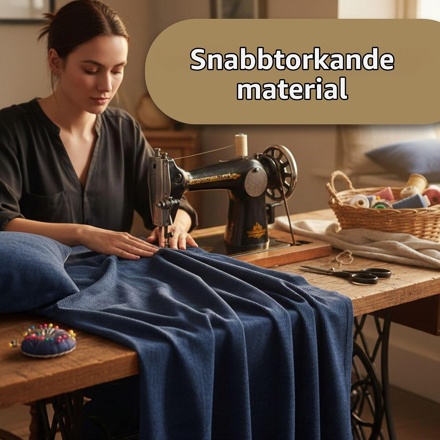 Detalle de Amazinggirl sammetstyg 5 m × 140 cm i himmelsblå polyester