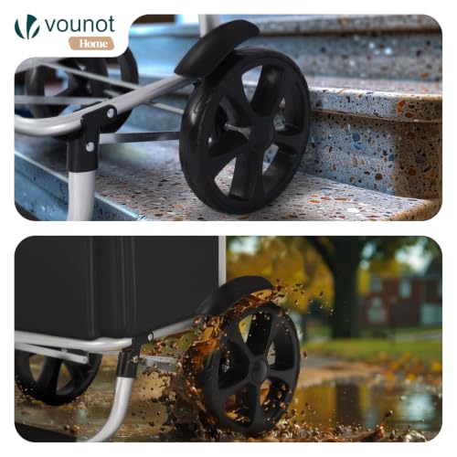 Thumbnail 5 de VOUNOT Chariot de Courses 2 Roues en Aluminium avec Compartiment Imperméable 58L – 2 en 1, Noir