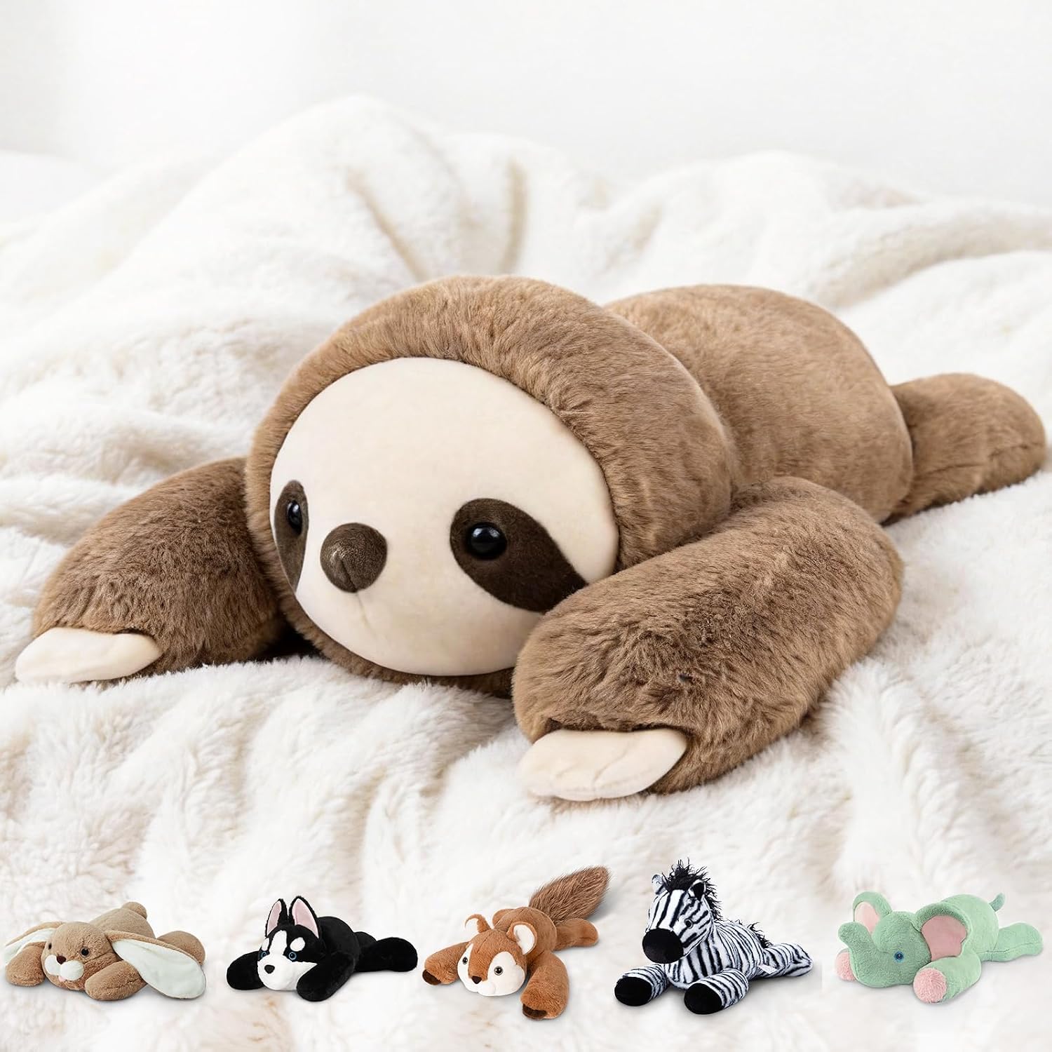 Detalle de Niuniu Daddy 20" Weighted Sloth Plush — 3.3 lb Comfort Pillow for All Ages