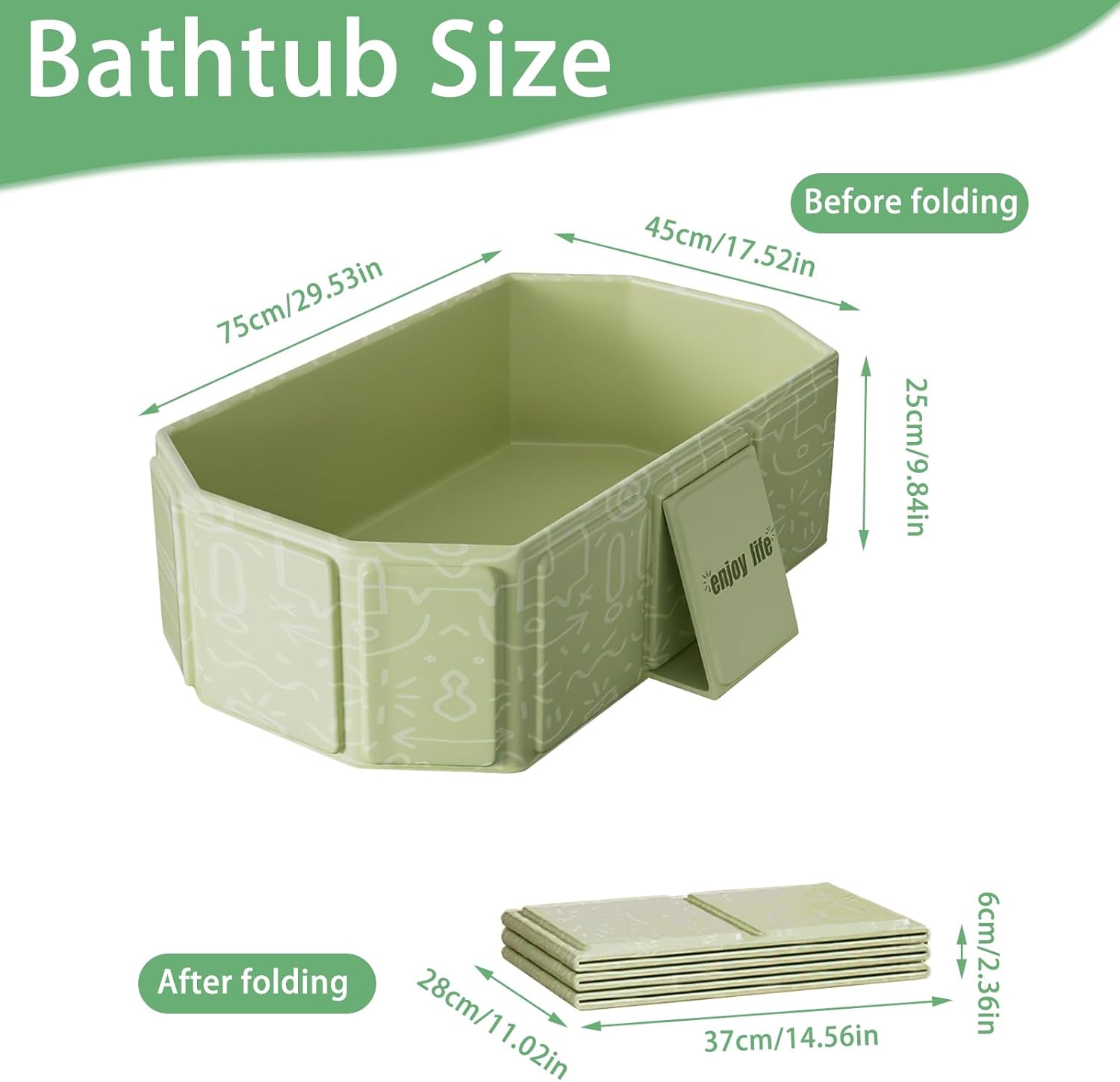 Thumbnail 1 de Vasca da bagno pieghevole per bambini 0-8 anni verde, multiuso e salvaspazio (con tappo di scolo)