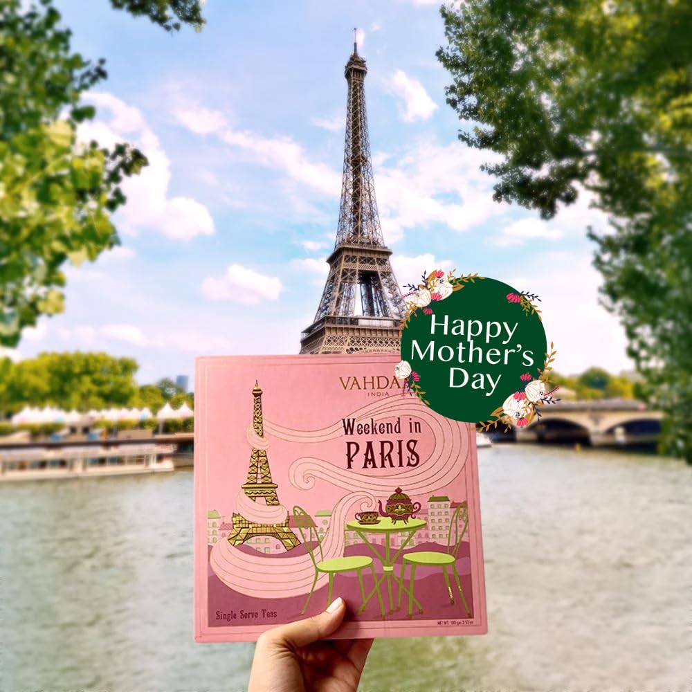 Detalle de VAHDAM Weekend in Paris – Muttertag Tee Geschenkbox | 9 Aufgüsse: Chai & Schwarztee