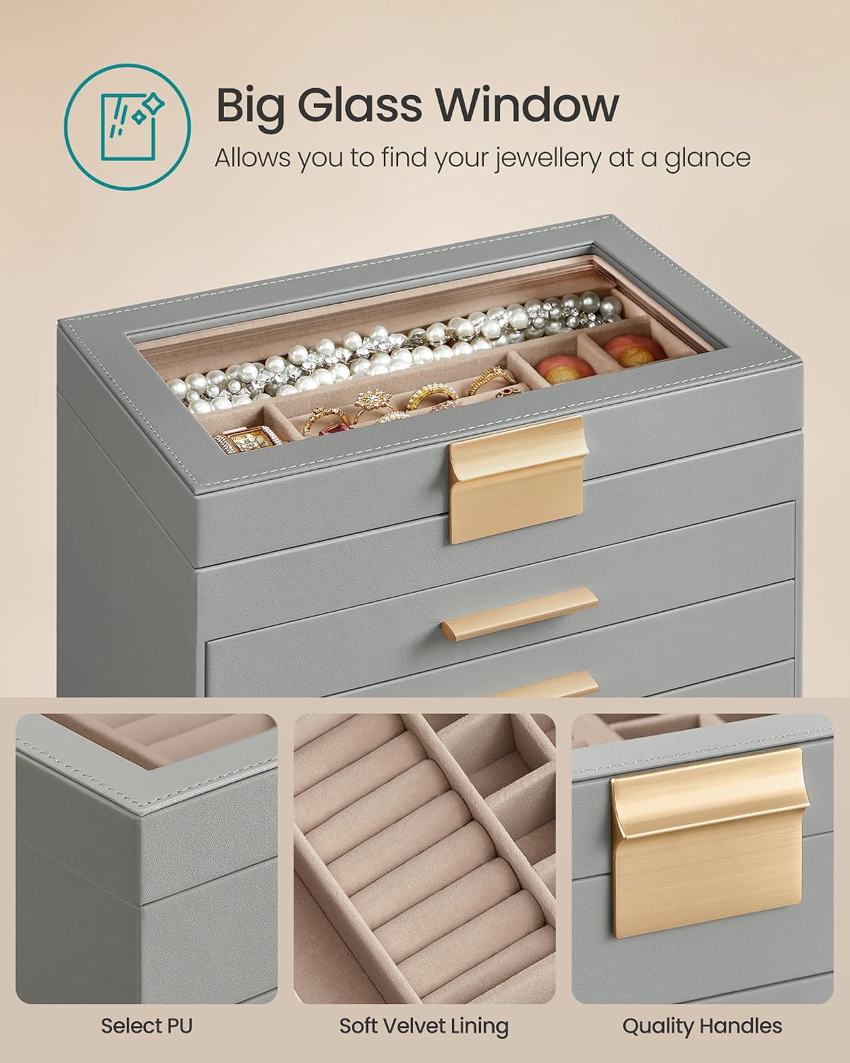 Detalle de SONGMICS GISELLA jewellery box 29 cm