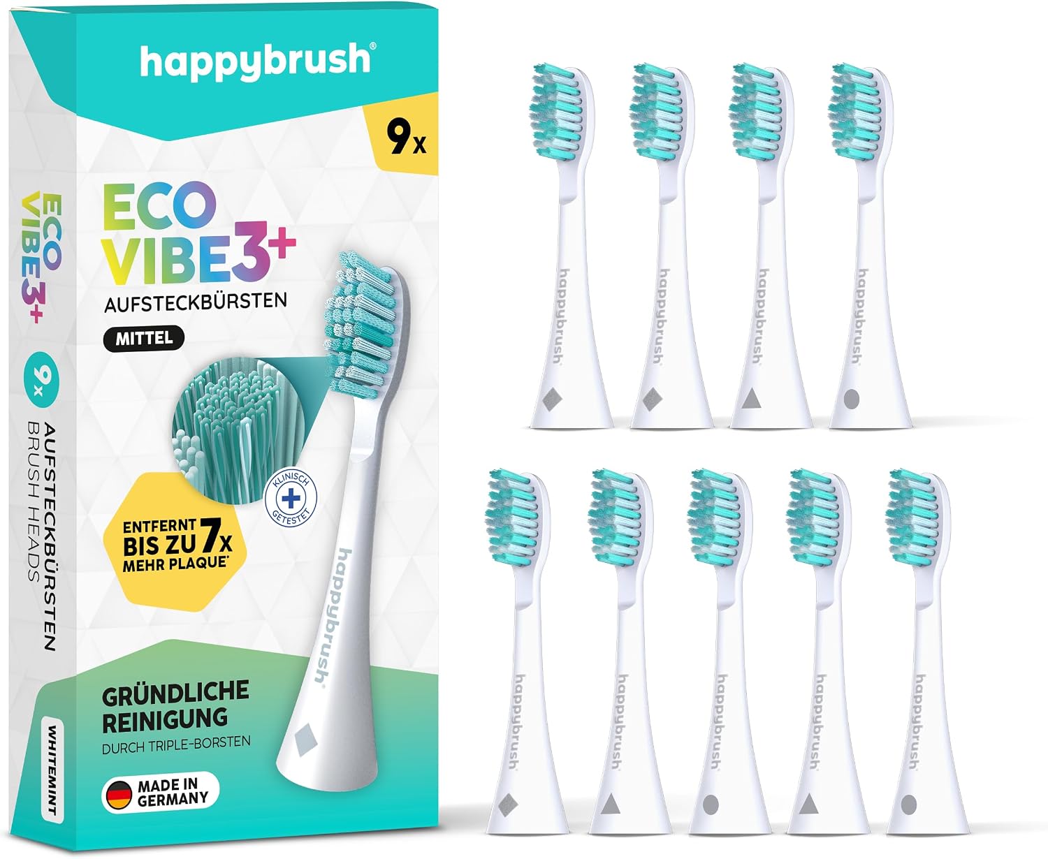 Thumbnail 5 de happybrush Aufsteckbürsten 9er-Set (3x3) für ECO VIBE 3 – mit abgerundeten Borsten, PawPatrol