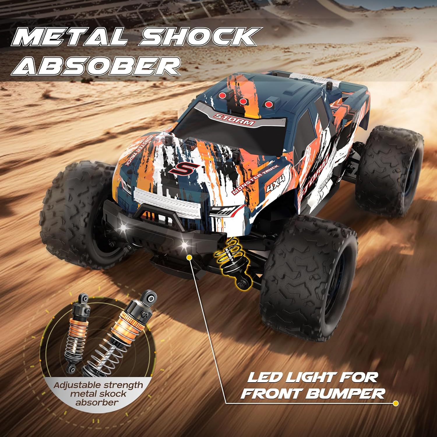 Detalle de YESHIN 1:18 Auto telecomandata 4WD Monster Truck RC – alta velocità e robustezza per adulti e bambini