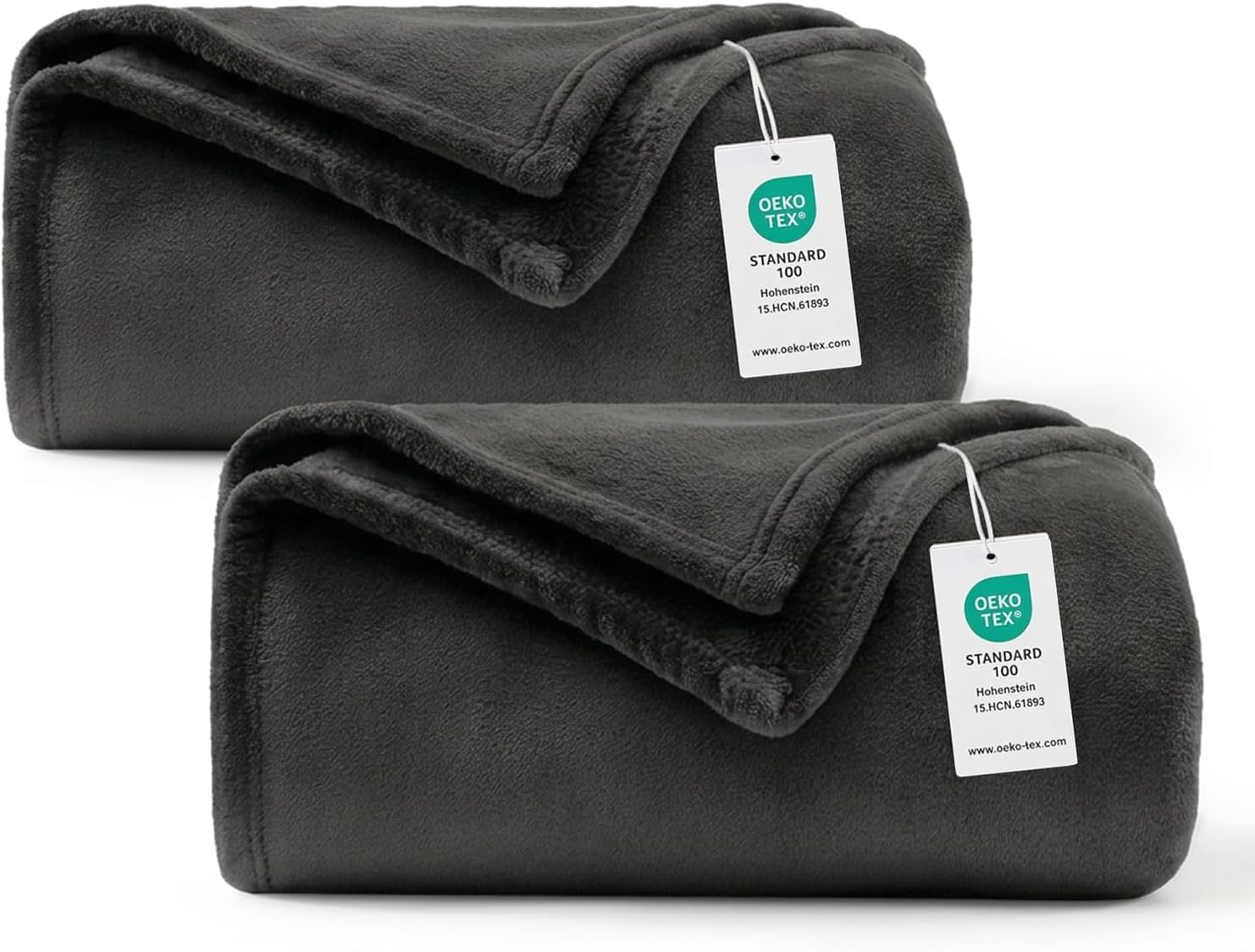 Detalle de WAVVE Flauschige Kuscheldecke im 2er-Set (150x200 cm) – Sofadecke & Fleecedecke schwarz