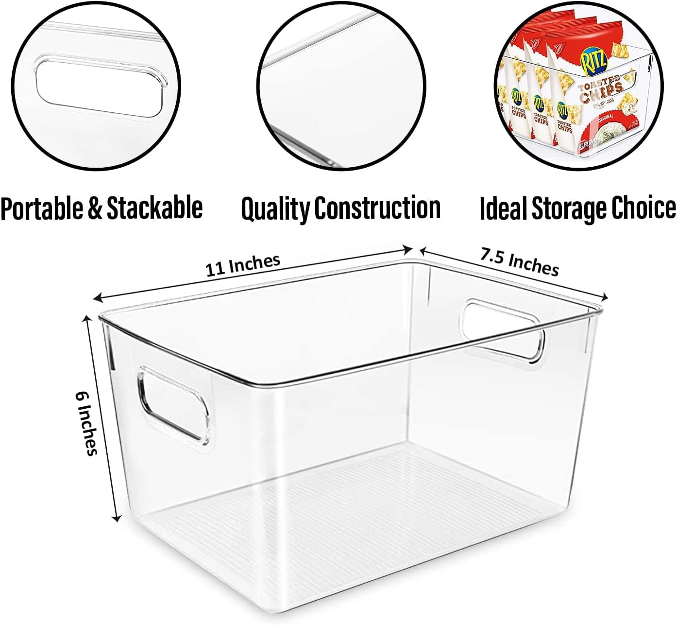Detalle 2 de Clear Plastic Storage Bins 11.2 x 7.5 x 6