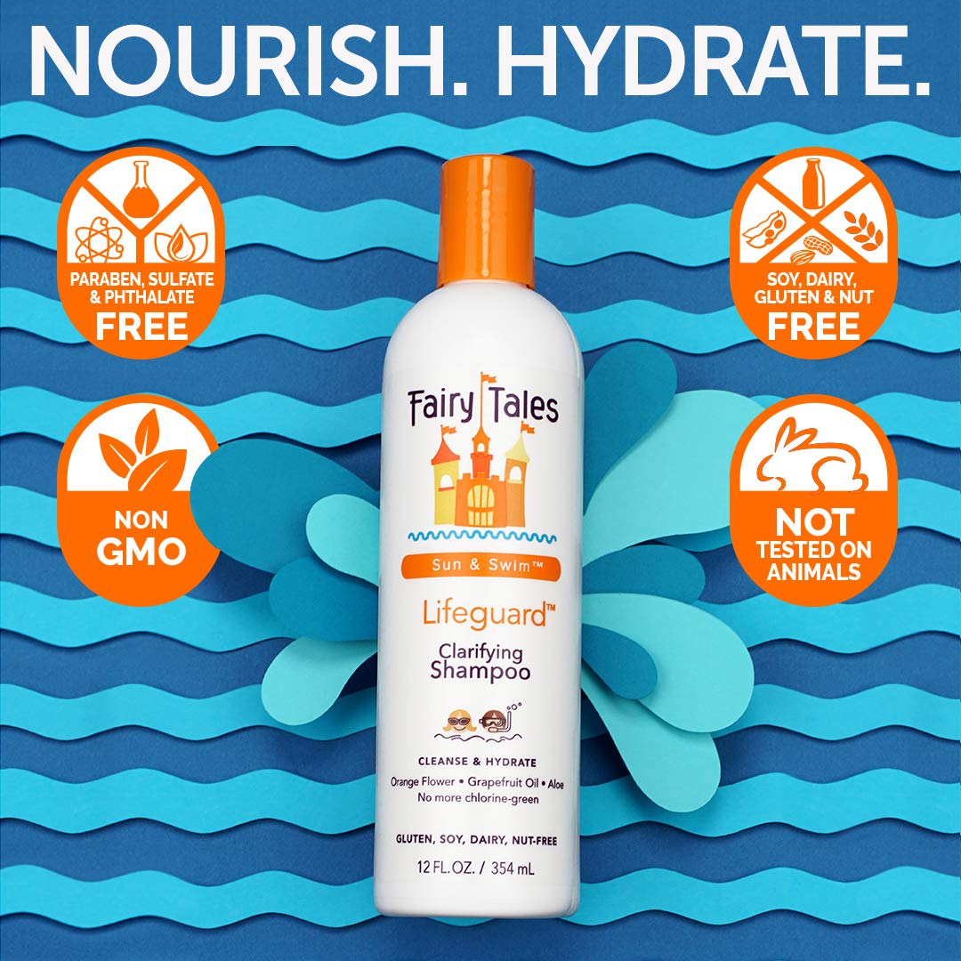 Detalle 2 de Fairy Tales Sun & Swim Shampoo & Conditioner Duo for Kids (32oz Each) — Chlorine Removal & Hydration, Citrus Scent