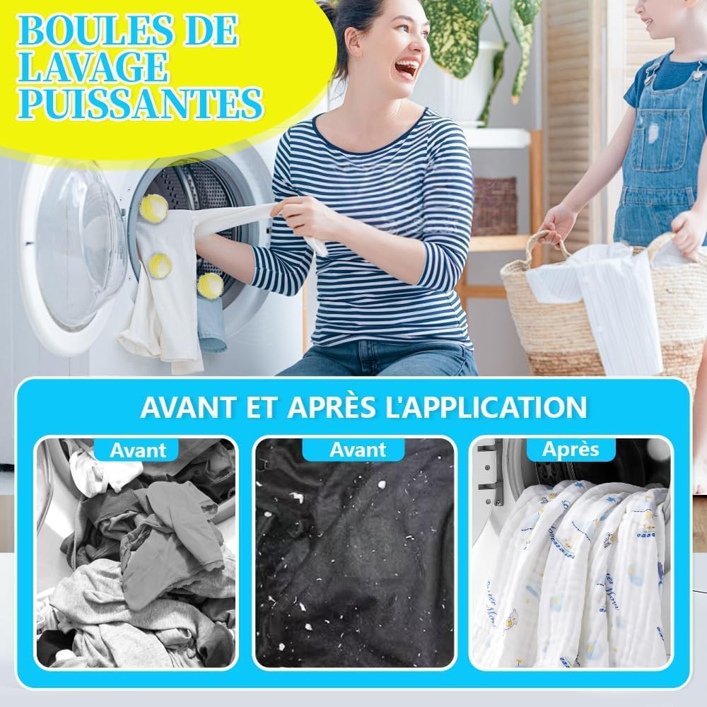 Thumbnail 1 de 12 Boules Anti-Poils Machine à Laver – Attrape Poils Réutilisables pour Vêtements, Tapis et Fibres