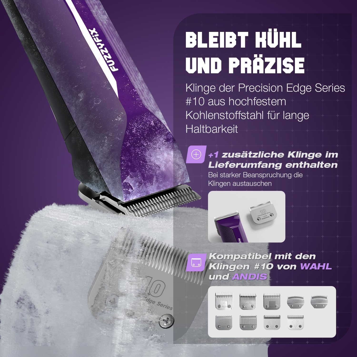 Detalle 2 de FuzzyFix Hundeschermaschine Profi: leise, kühl und zuverlässig für dickes Fell