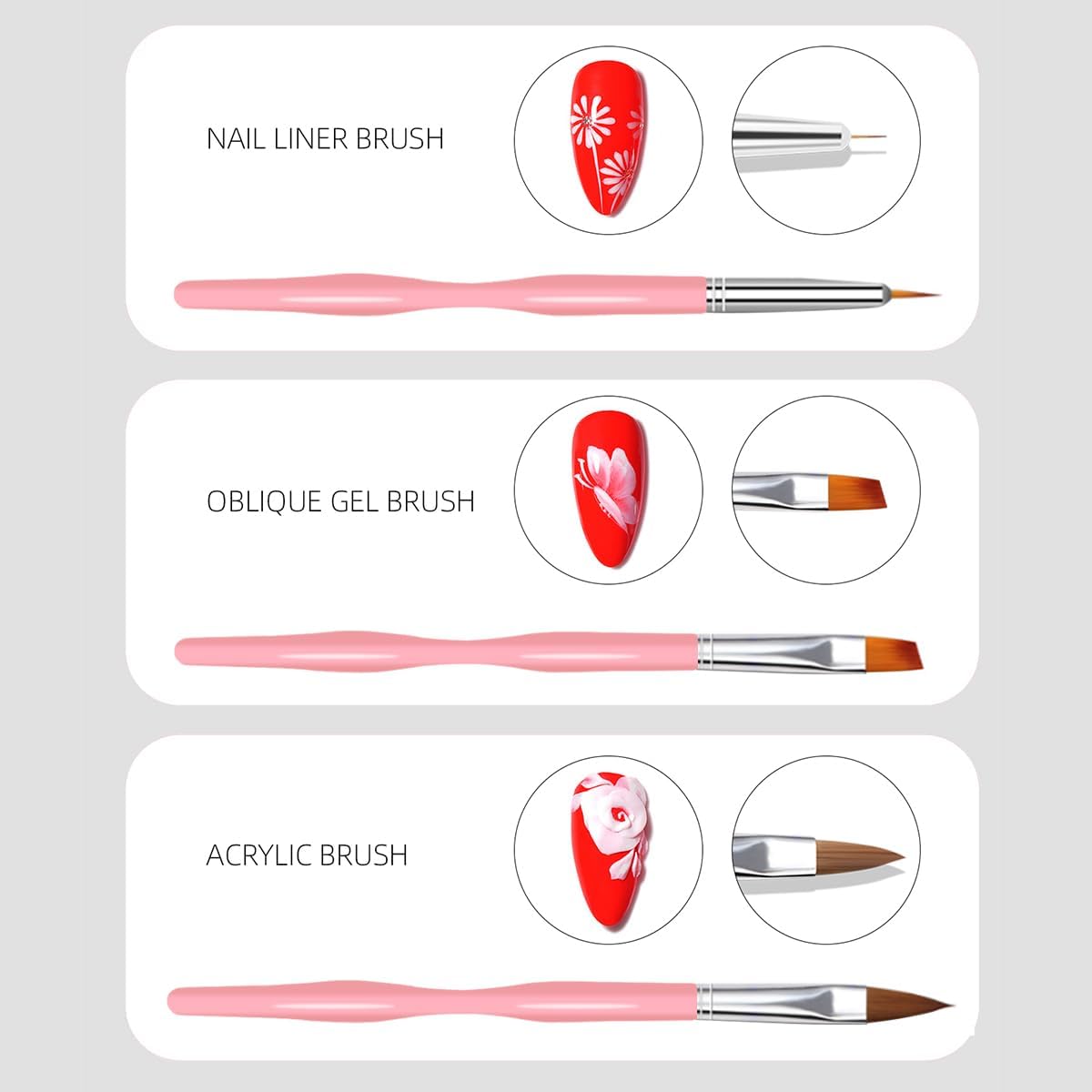 Thumbnail 5 de Lot de 10 pinceaux pour nail art ZEOHBETY à pointe fine, rose