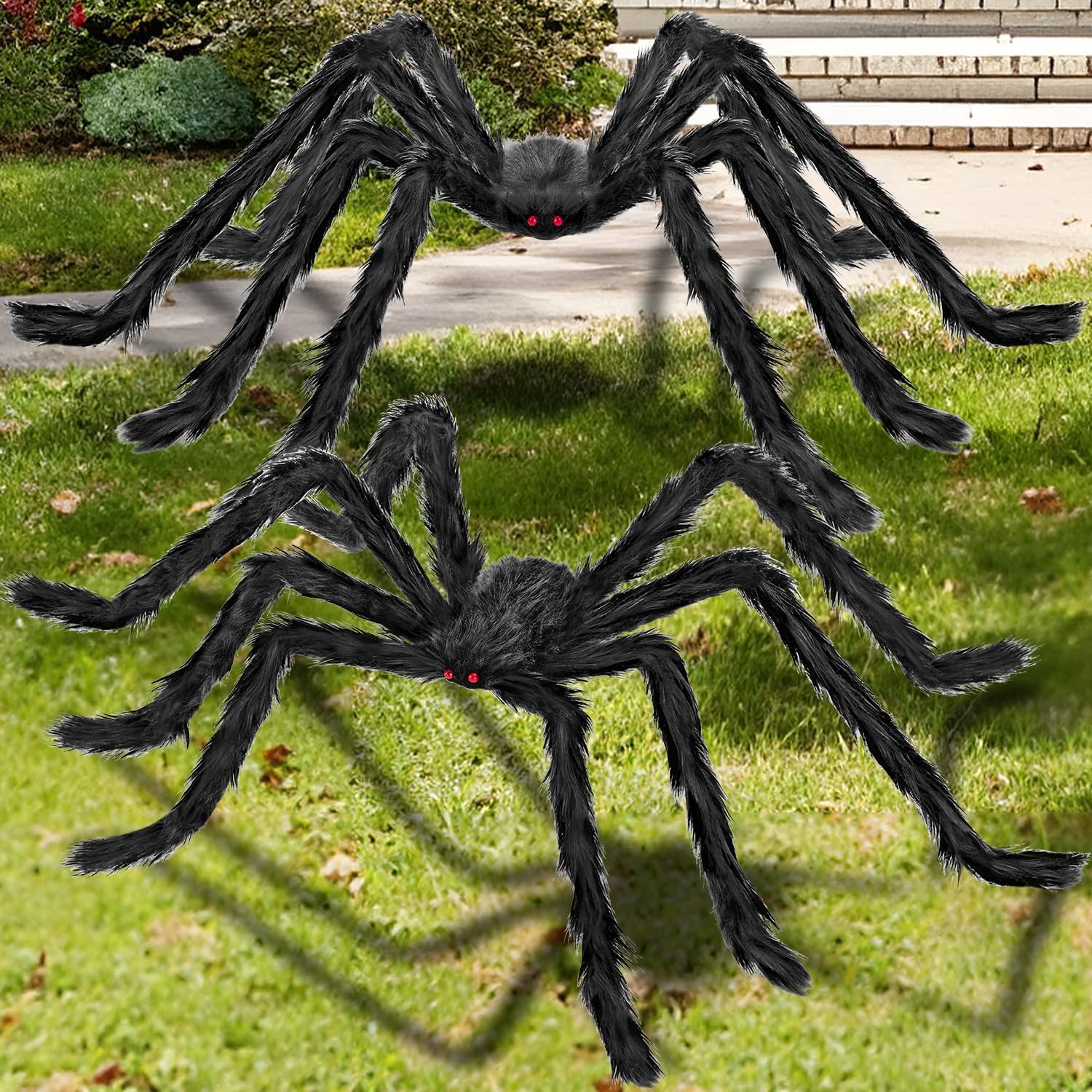 Detalle de Kendane CA-62 Giant Spider Halloween Decorations, 78-Inch Black Pair with Red Eyes