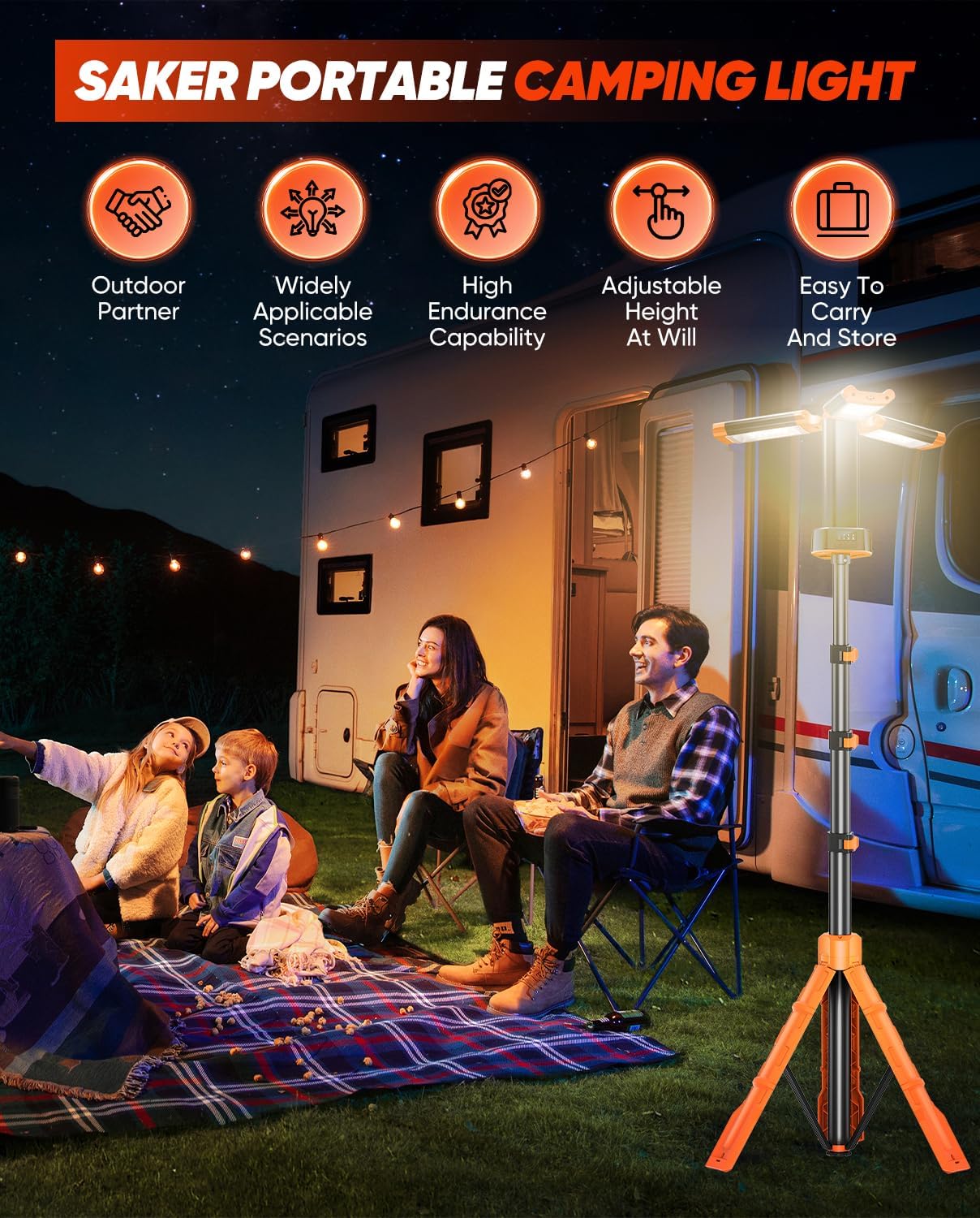 Thumbnail 1 de Saker LD18 Portable Camping Light with Stand