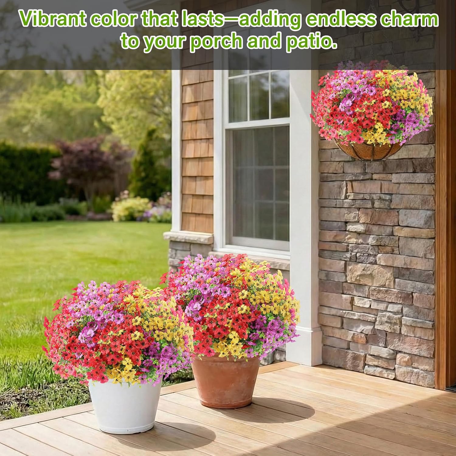 Detalle 2 de LetuoClips 13 Bundles of UV-Resistant Artificial Flowers for Outdoor Spring Porch & Planters
