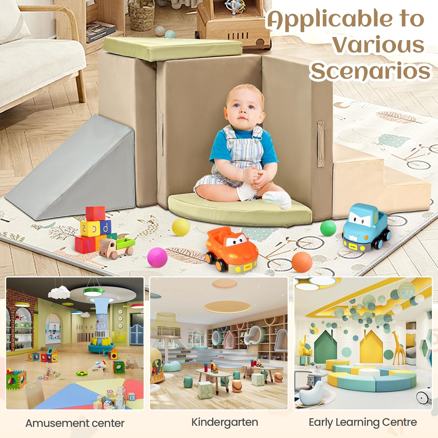 Thumbnail 6 de Erament Model 6 6-Piece Foam Climbing Set with Slides and Staircase