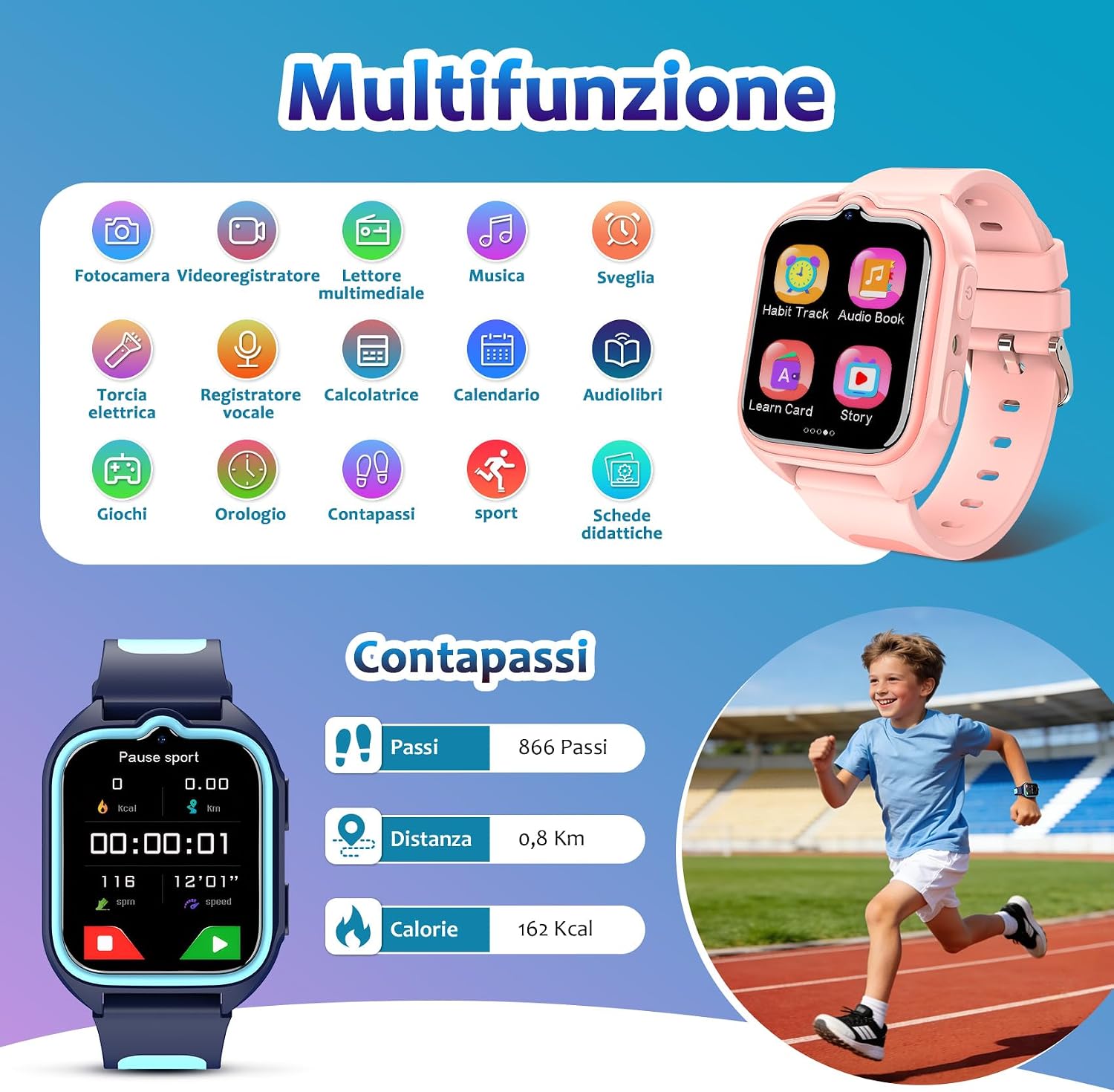 Detalle de Blackview Smartwatch per Bambini 1.75" – Fotocamera HD, 30 Giochi e Funzioni Educative