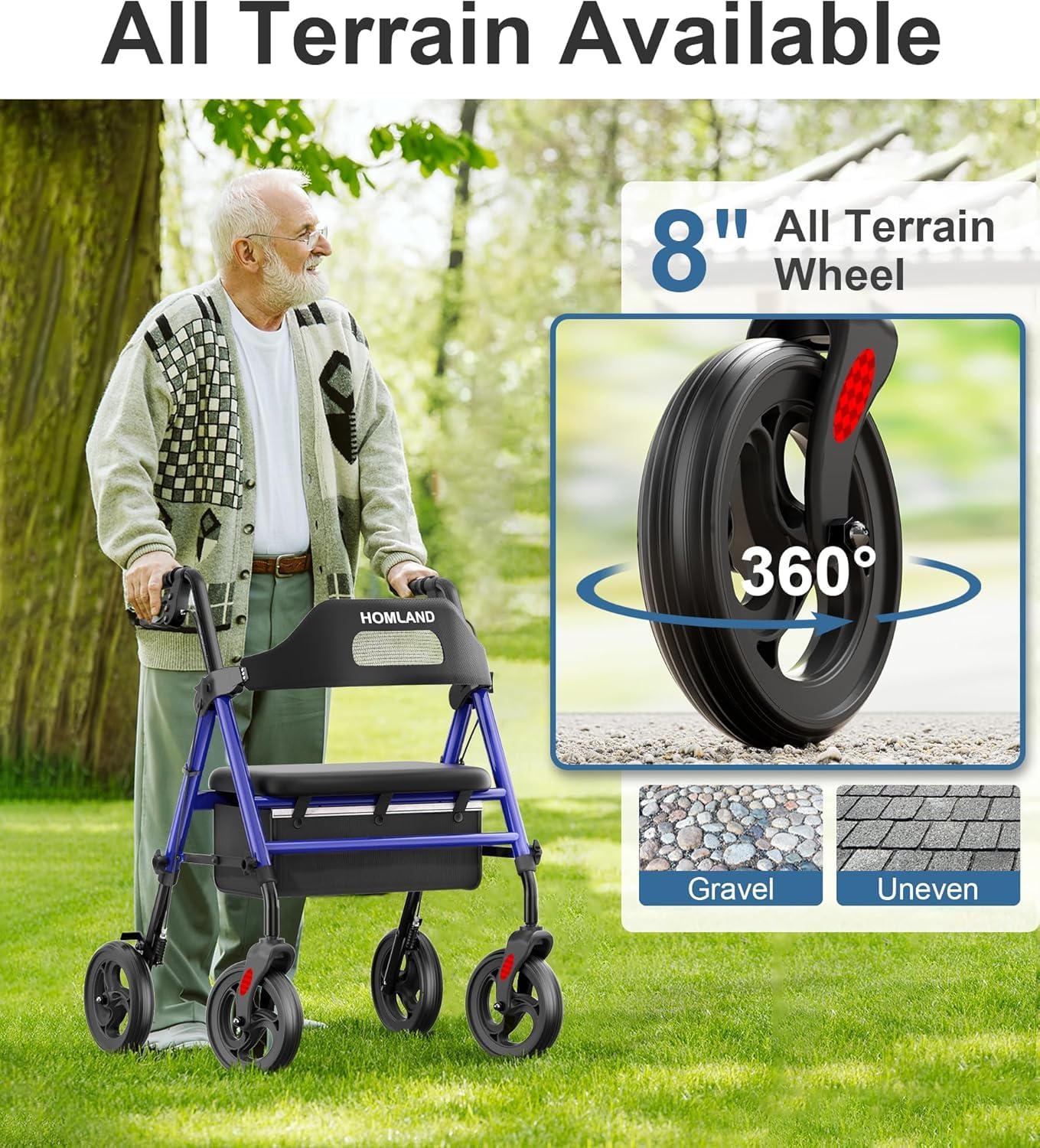 Detalle de HOMLAND rollator walker 350 lb capacity