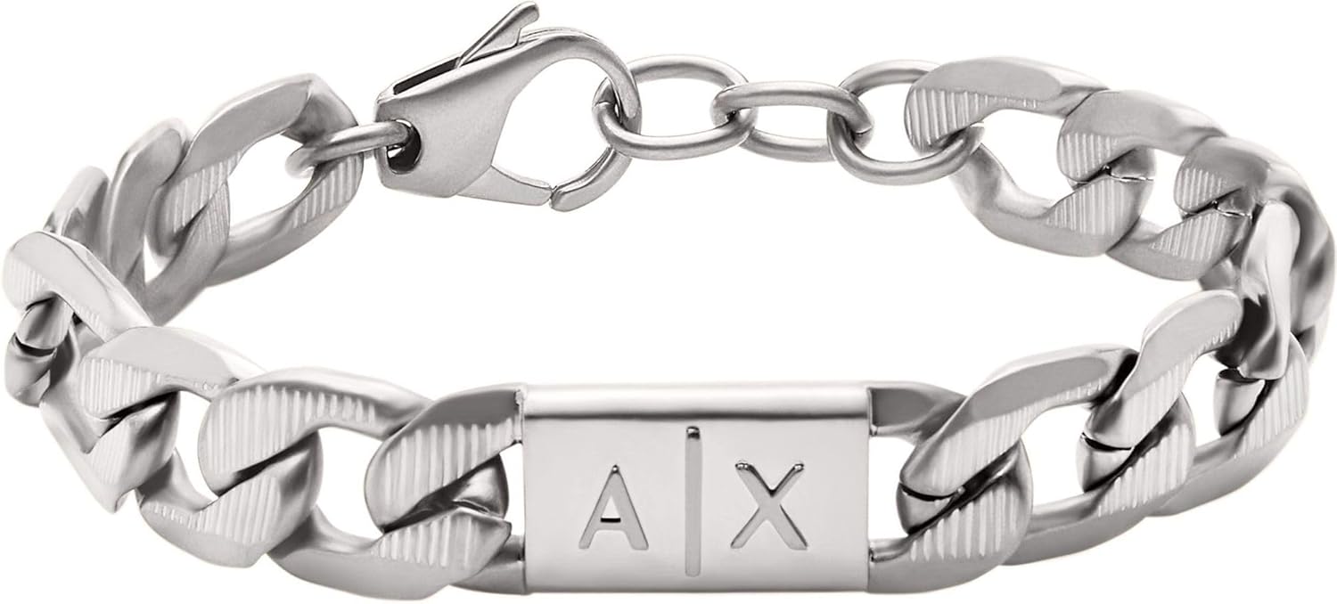 Thumbnail 5 de Armani Exchange Bracciale da uomo in acciaio inossidabile con chiusura a moschettone