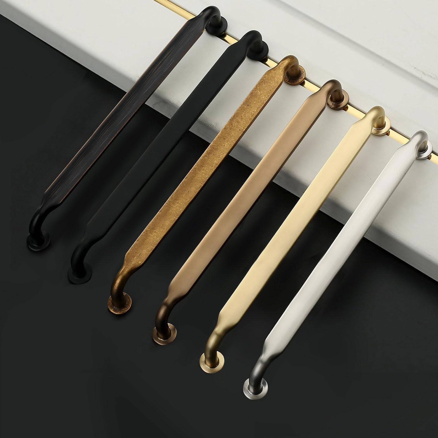 Detalle de Asidrama 2028 Cabinet Pulls, 12.6-Inch Brushed Brass, 6-Pack