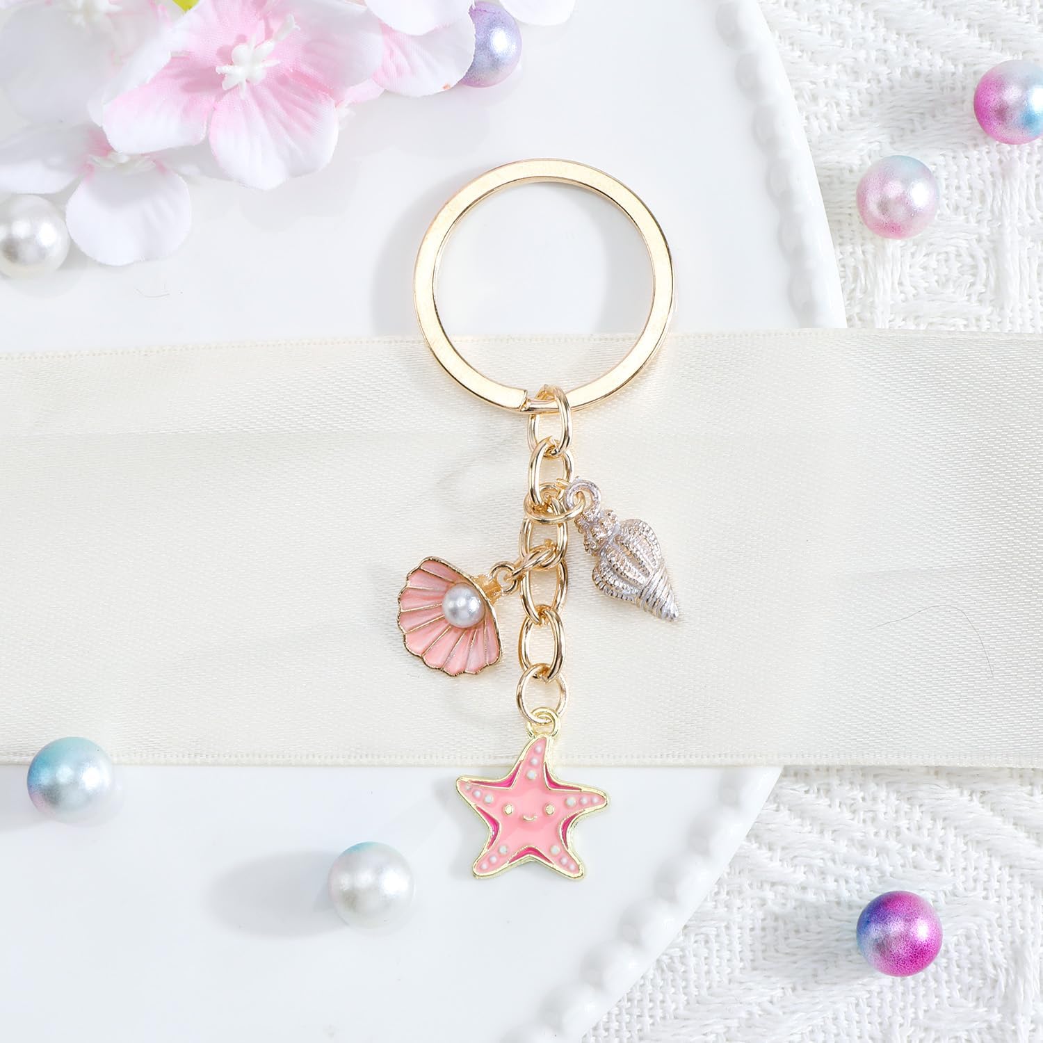 Thumbnail 2 de Tranbath Sea Star & Shell Keychain: Cute Nautical Bag Charm