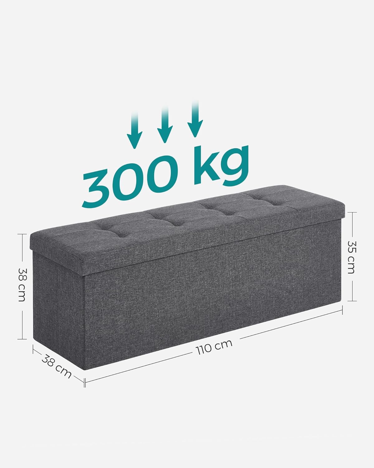 Thumbnail 5 de SONGMICS Sitzhocker mit Stauraum LSF77K – klappbare Sitzbank mit Aufbewahrungsbox