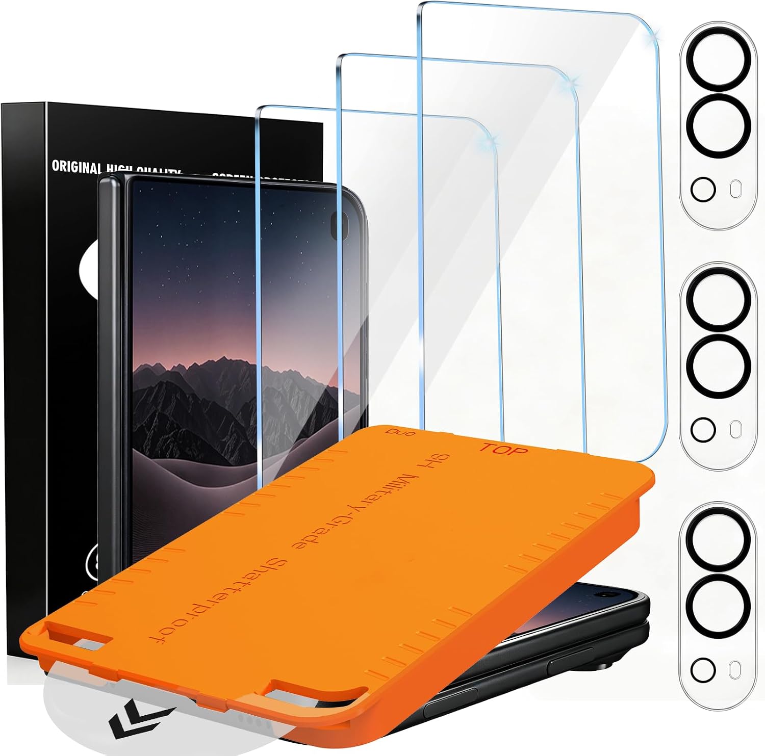 Detalle de SiHPuoy iPhone Duo Screen Protector, 9H+ Tempered Glass, Camera Lens Covers