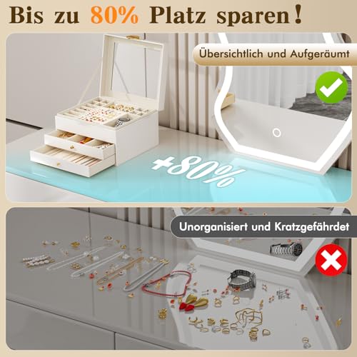 Thumbnail 1 de OrderlyGo 3-Stöckiger Schmuckkästchen Groß – Transparenter Deckel & Samtfutter