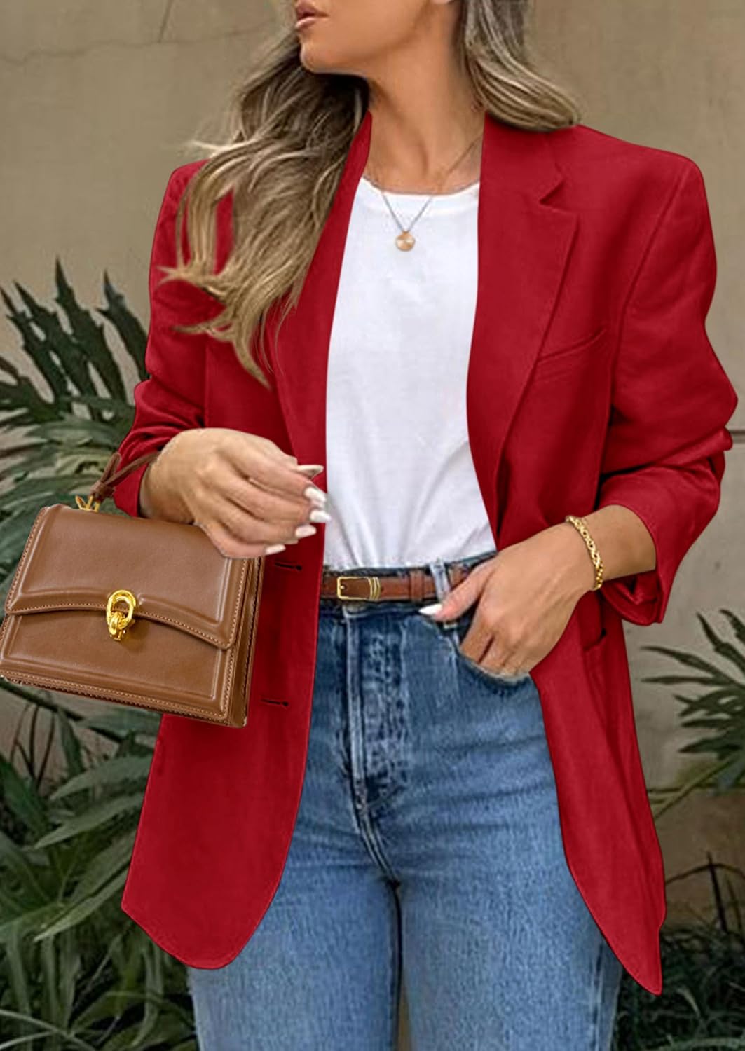 Detalle 2 de PRETTYGARDEN Women's Blazer with Long Sleeves, Notched Lapel and Pockets