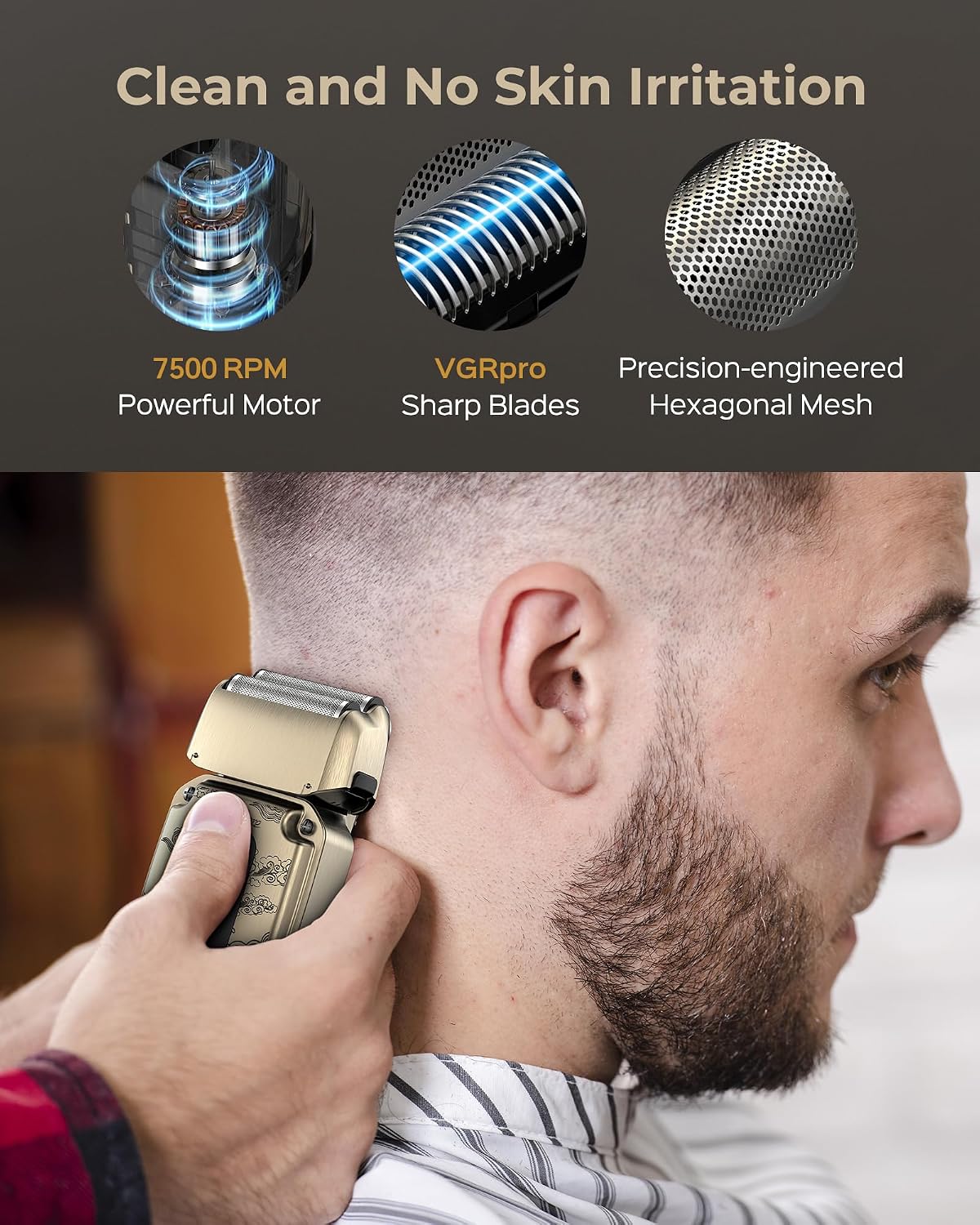 Detalle 2 de Vgrpro Hair Clippers & Trimmers Set for Men with Waterproof Foil Shaver, Cordless, 4-Speed LED Display
