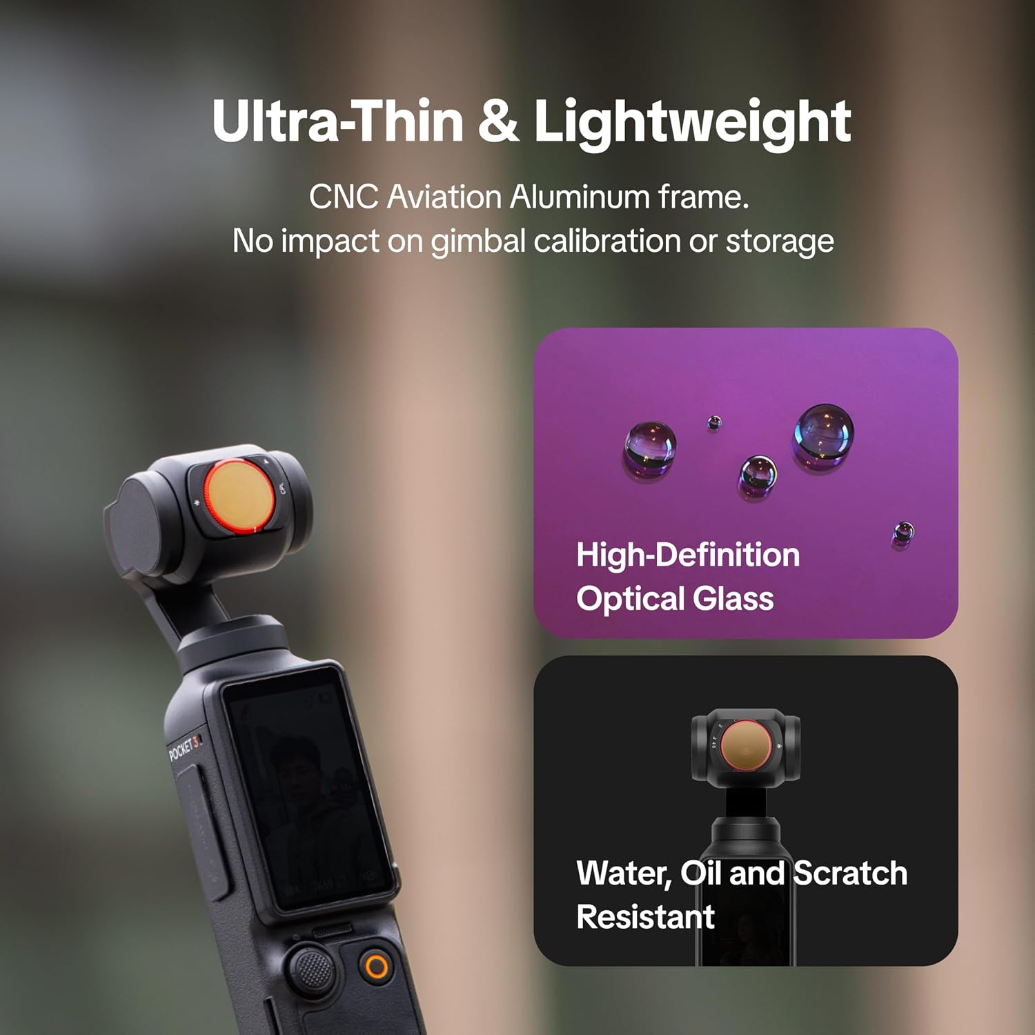 Thumbnail 1 de PGYTECH Filtre Magnétique pour DJI Osmo Pocket 3/4 – Kit 3-en-1 CPL, VND et Black Mist 1/4