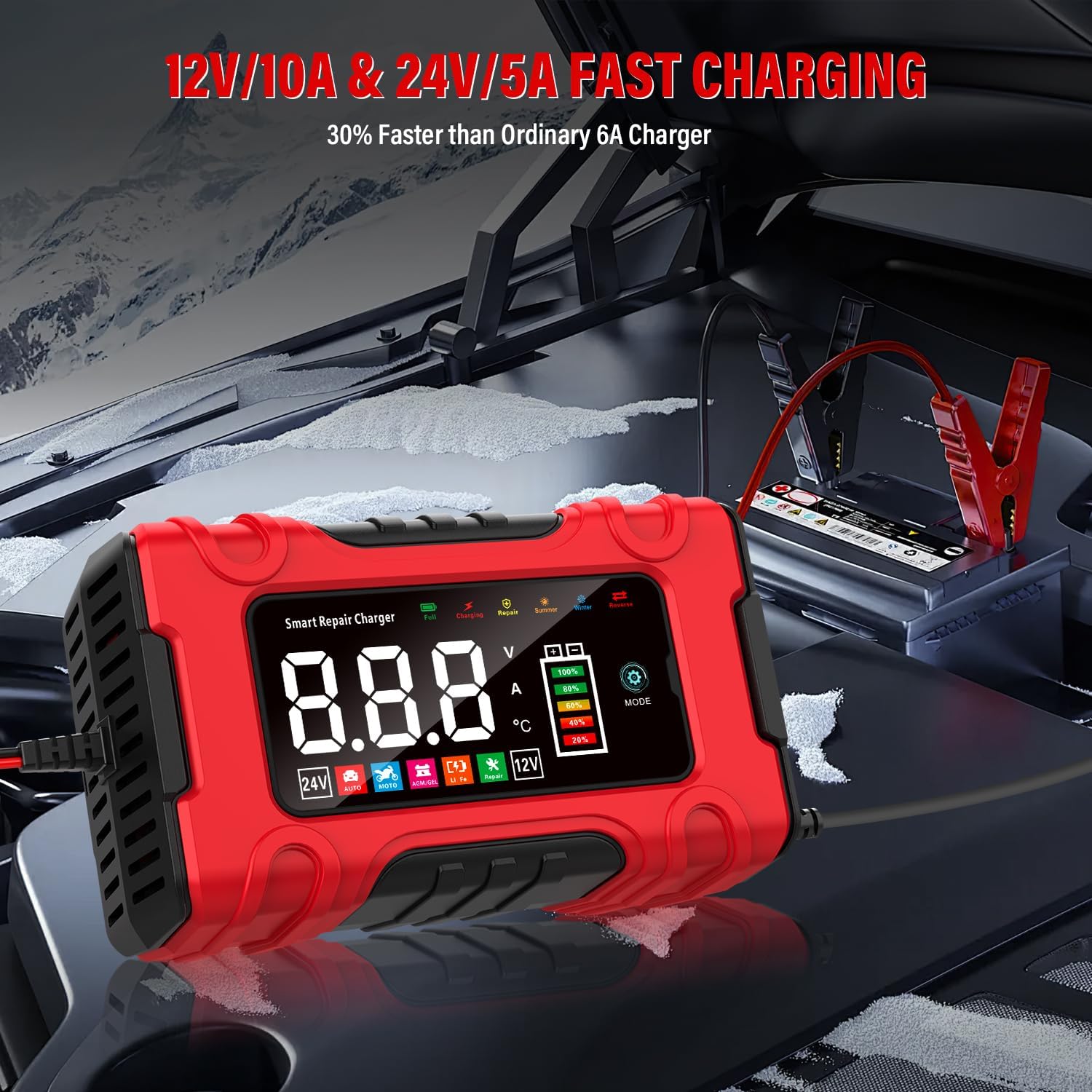 Detalle 1 de 10A Autobatterie Ladegerät 12V/24V mit LCD