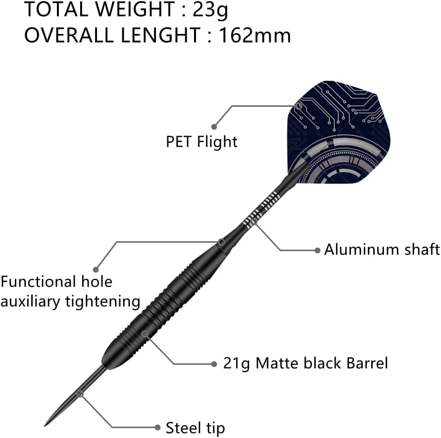 Thumbnail 2 de Steel Tip Darts Set, 3 Pack Professional Dart with Aluminum Shafts and Darts Case