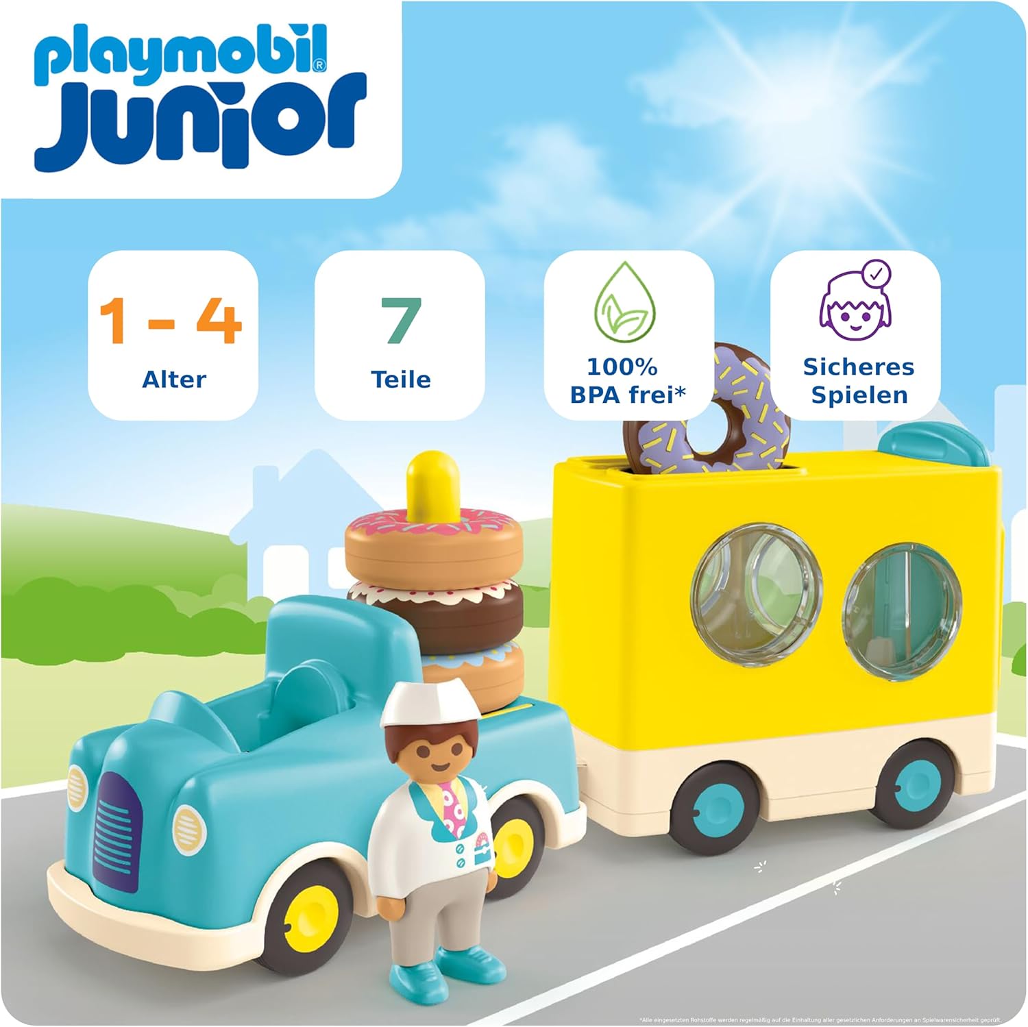 Thumbnail 1 de PLAYMOBIL Verrückter Donut Truck (PLAYMOBIL JUNIOR) – Truck zum Stapeln und Verkaufen für kleine Hände