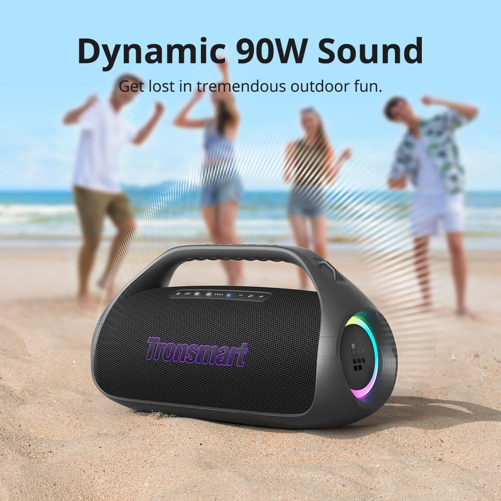 Detalle de Tronsmart Bang 2: Altoparlante Bluetooth 90 W con illuminazione RGB, autonomia 26 h e design portatile per outdoor