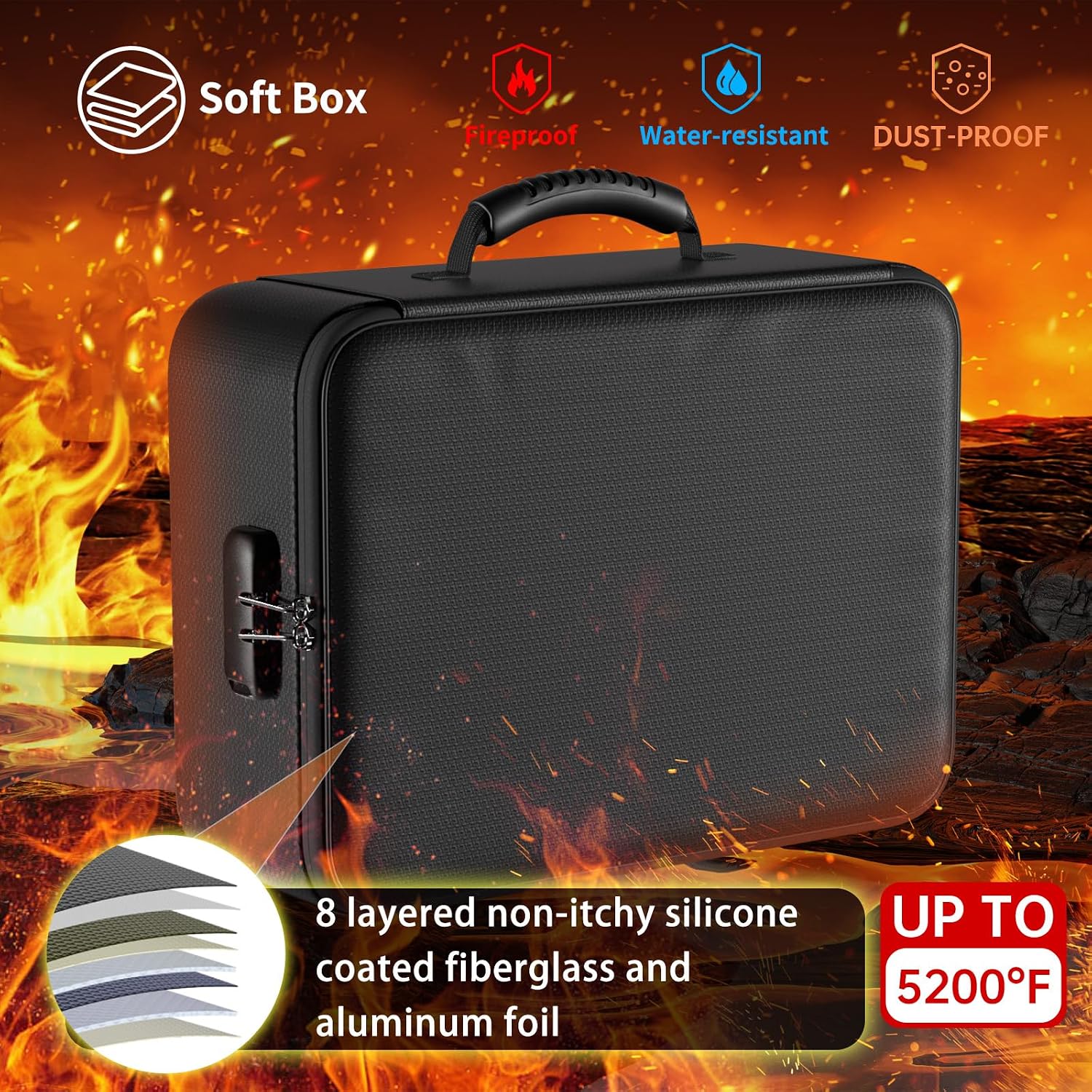 Detalle de DocSafe DS0089 5200°F Fireproof Document Organizer with Lock, 8 Layers