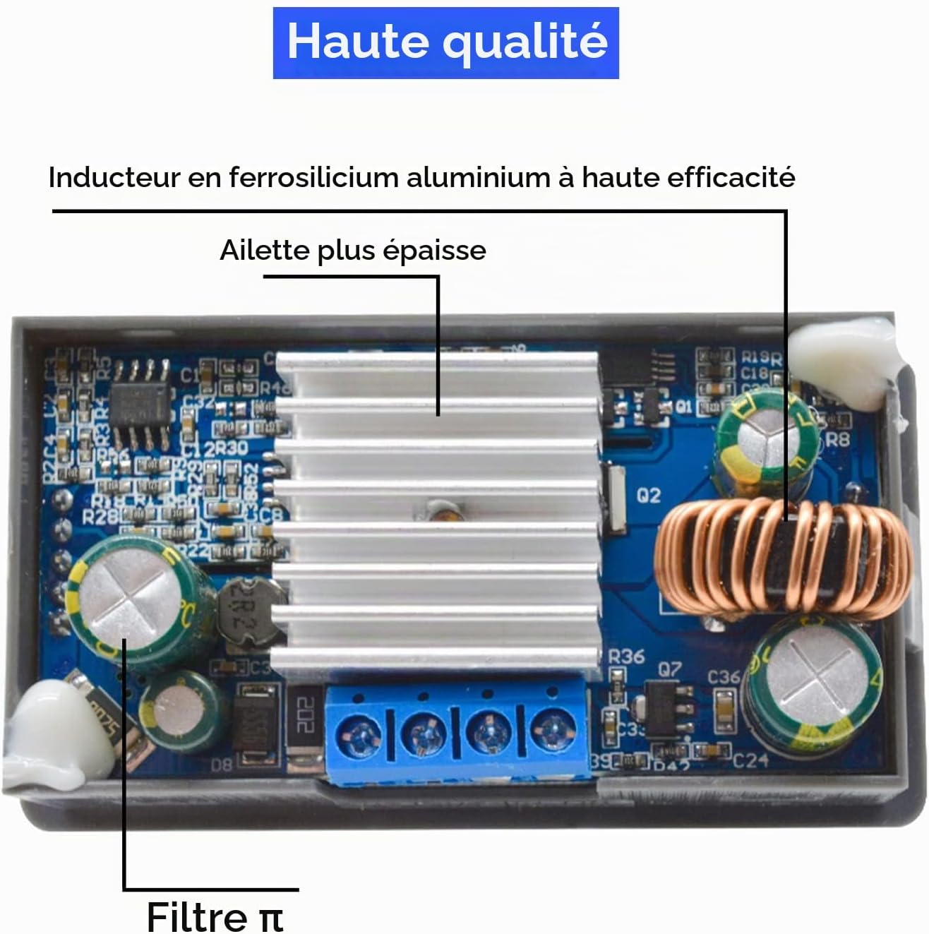 Detalle de Heemol buck-boost DC-omzetter met lcd-display, 0,5–30 V en regelbare uitgang