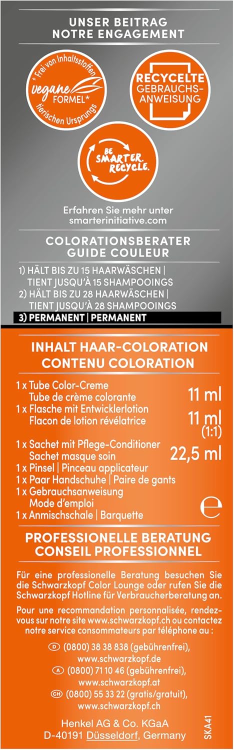 Detalle de Schwarzkopf Ansatzset A4 Dunkelbraun Stufe 3 – 44,5 ml: dauerhafte Ansatzkaschierung in 10 Minuten