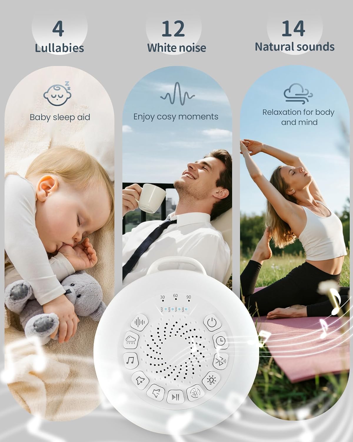 Thumbnail 2 de Nixtrve Macchina del rumore bianco per neonato con luce notturna dimmerabile, 30 suoni e Bluetooth